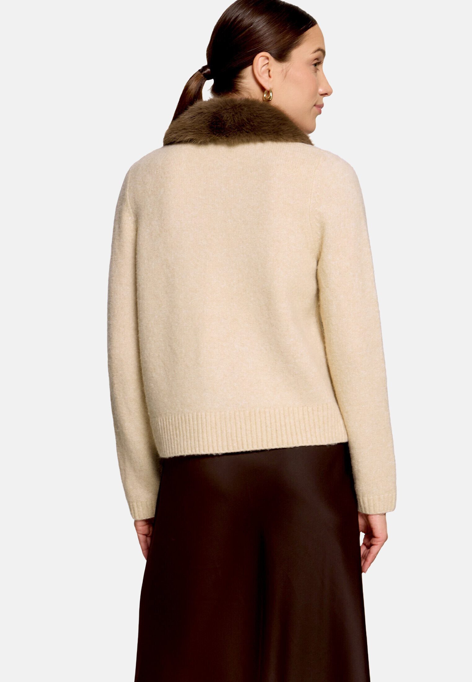 Zero Strickjacke Damen mit Kunstfellkragen (1-tlg) Material