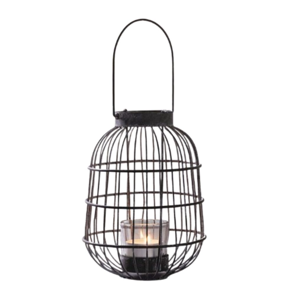 Home-trends24.de Windlicht Hänge Laterne Teelichthalter Metall Grau Modern Kerzenhalter