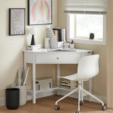 SoBuy Eckschreibtisch FWT31, Ecktisch weiß Schreibtisch Computertisch Arbeitstisch Tisch mit Ablage
