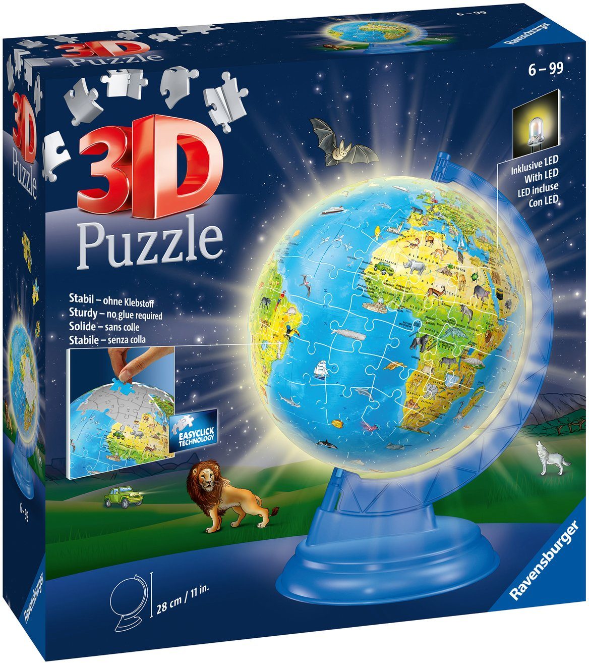 Wald mit Europe, Puzzleteile, Licht, FSC® in Ravensburger - weltweit Kinderglobus 3D-Puzzle Made - 180 schützt
