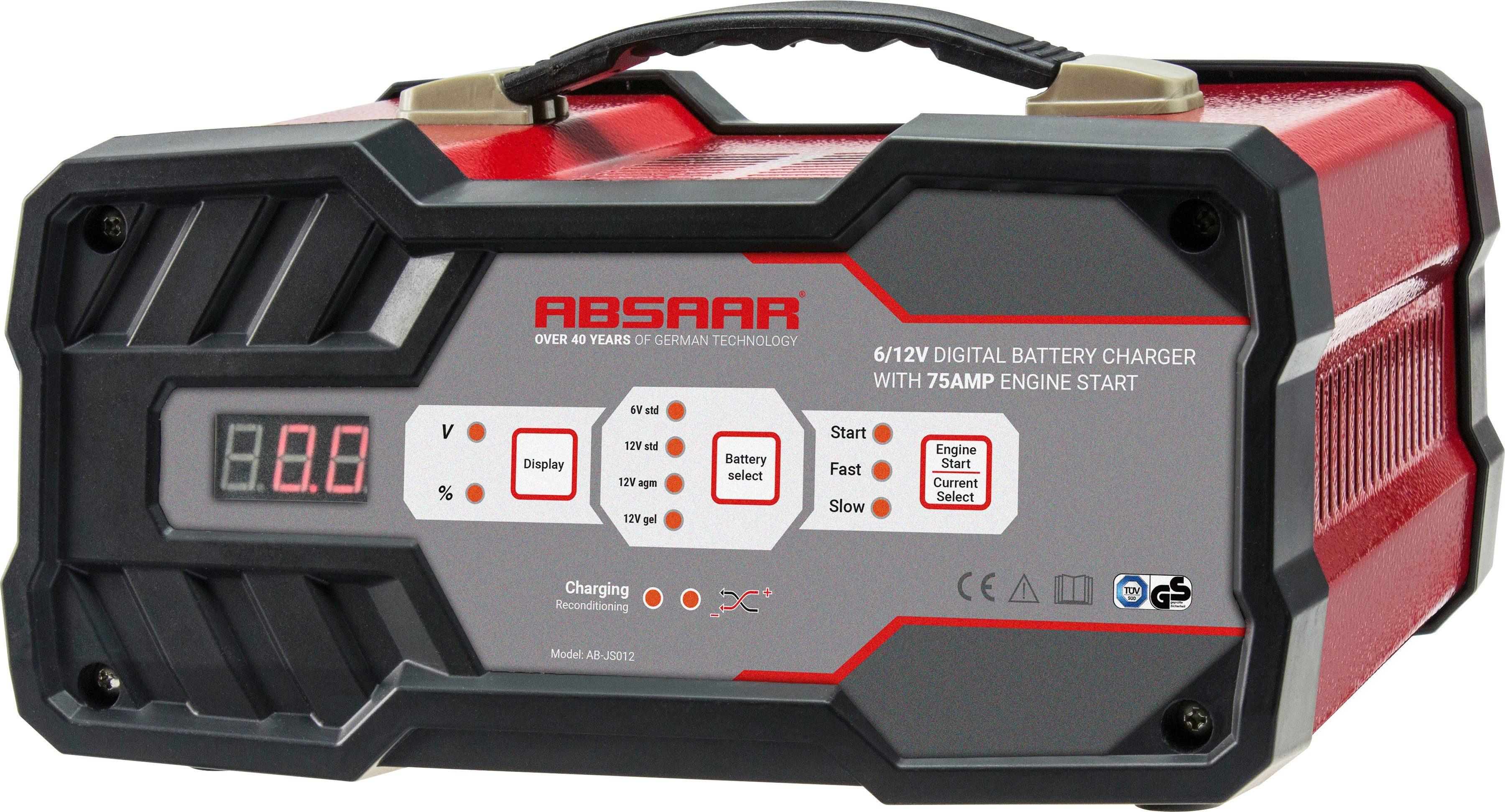 Absaar Batterie-Ladegerät (12000 mA, mit Starthilfe), Kurzschluss- und  Verpolungsschutz