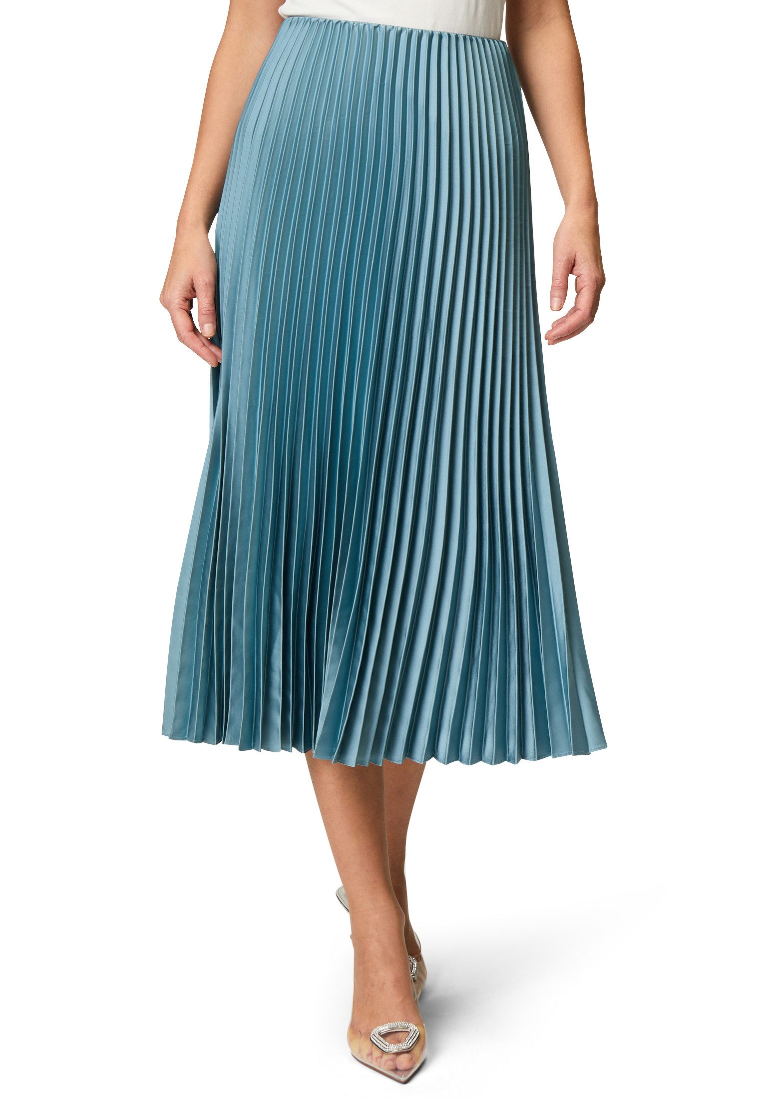 Midirock zero Satin-Rock Midi mit Plisseefalten