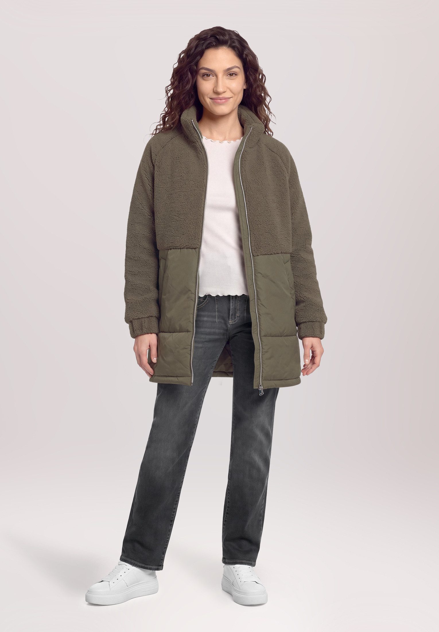 Cartoon Fellimitatjacke Damen mit Plüsch
