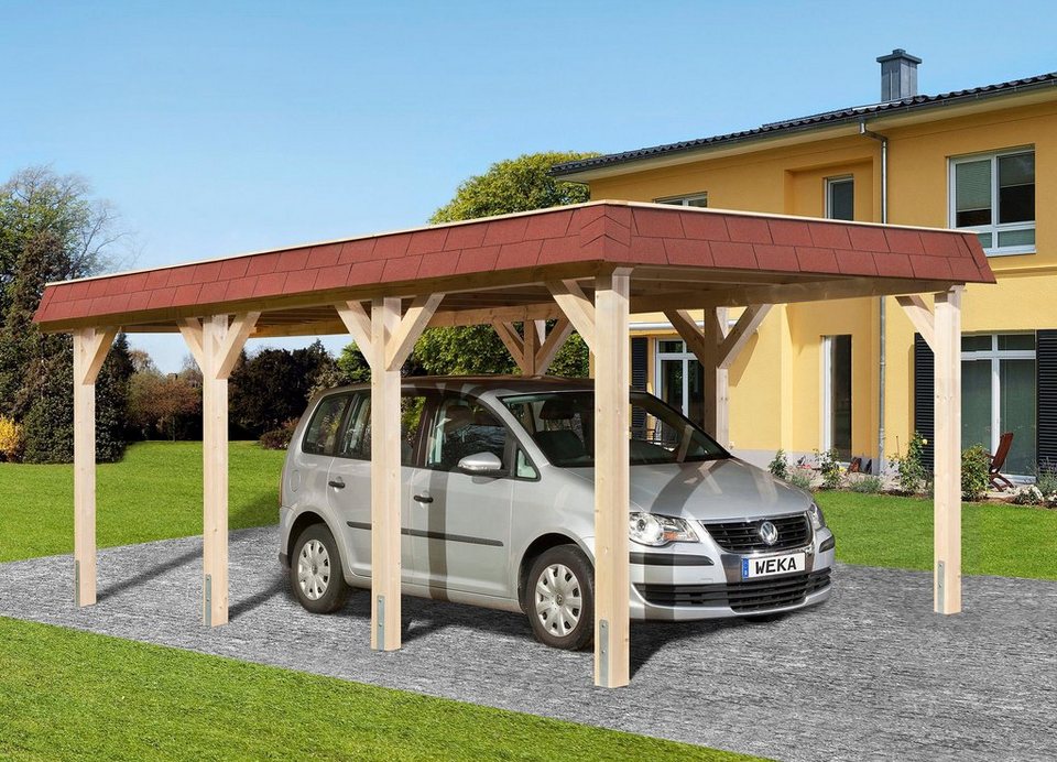 weka Einzelcarport Leimholz-Flachdach-Carport 615 Gr.1, BxT: 337x639 cm,  209 cm Einfahrtshöhe, Flachdach aus verzinktem Stahl mit Trapezprofil