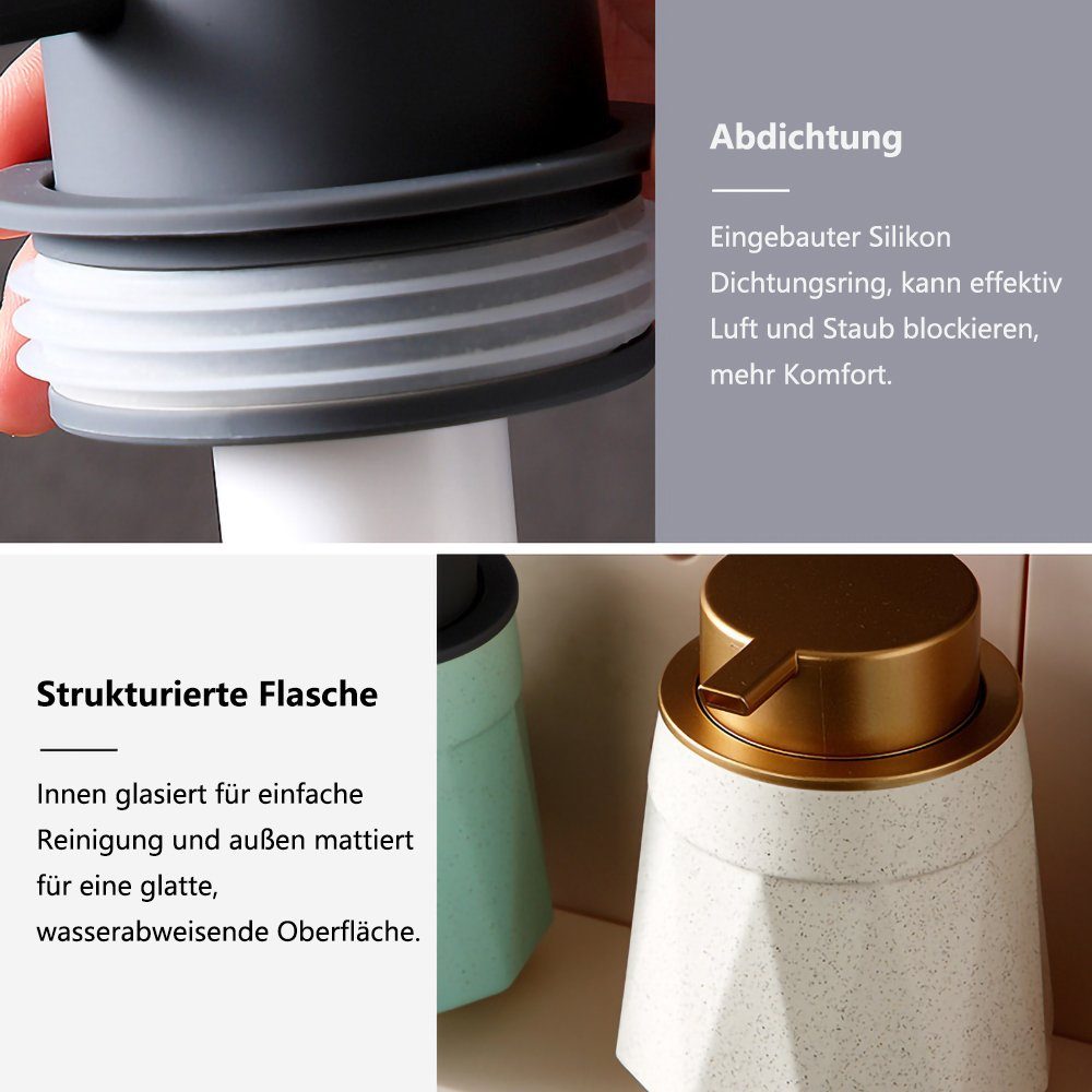 GelldG Seifenspender 400ml Seifenspender, Spülmittelspender, Rosa Soap Keramik Dispenser