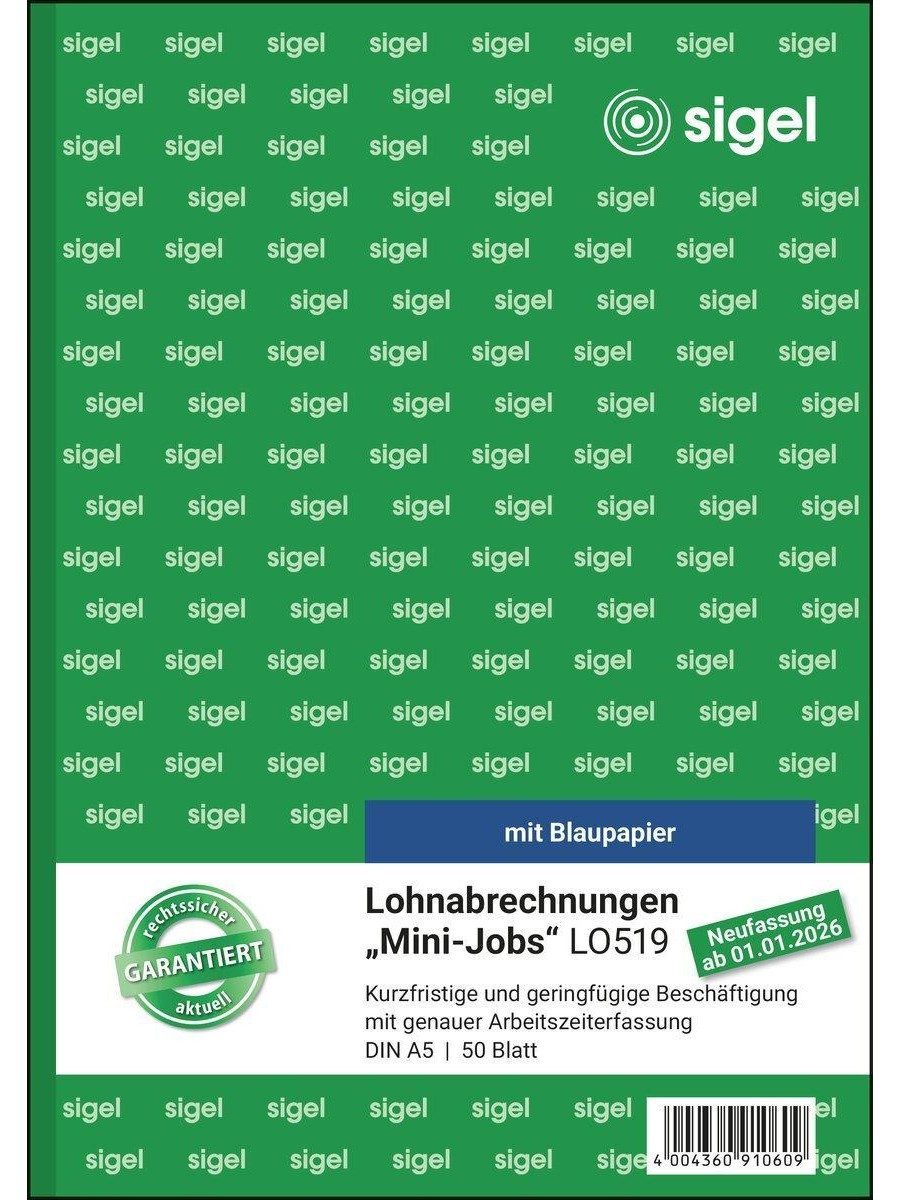 Sigel Notizblock Lohnabrechnungen Minijob A5 50 Blatt mit Blaupapier