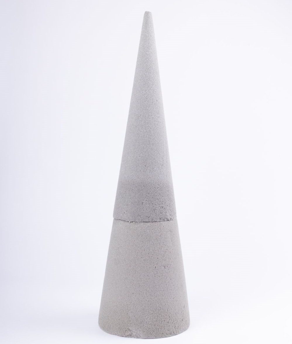 artplants Bastelmoos Steckschaum Kegel ZOILA für Kunstblumen, grau, 60 cm, Ø 19 cm