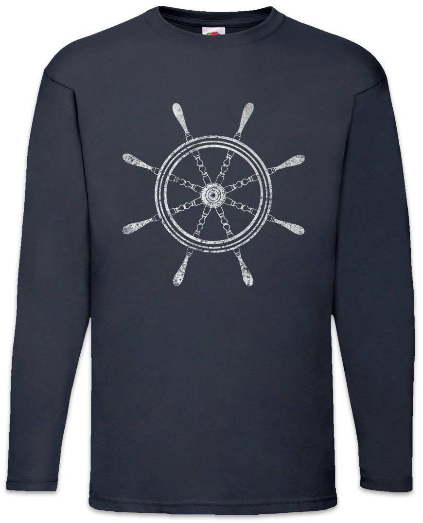 Langarmshirt Oldschool Nautical Wheel I Langarm T-Shirt Tattoo Steuerrad Anker