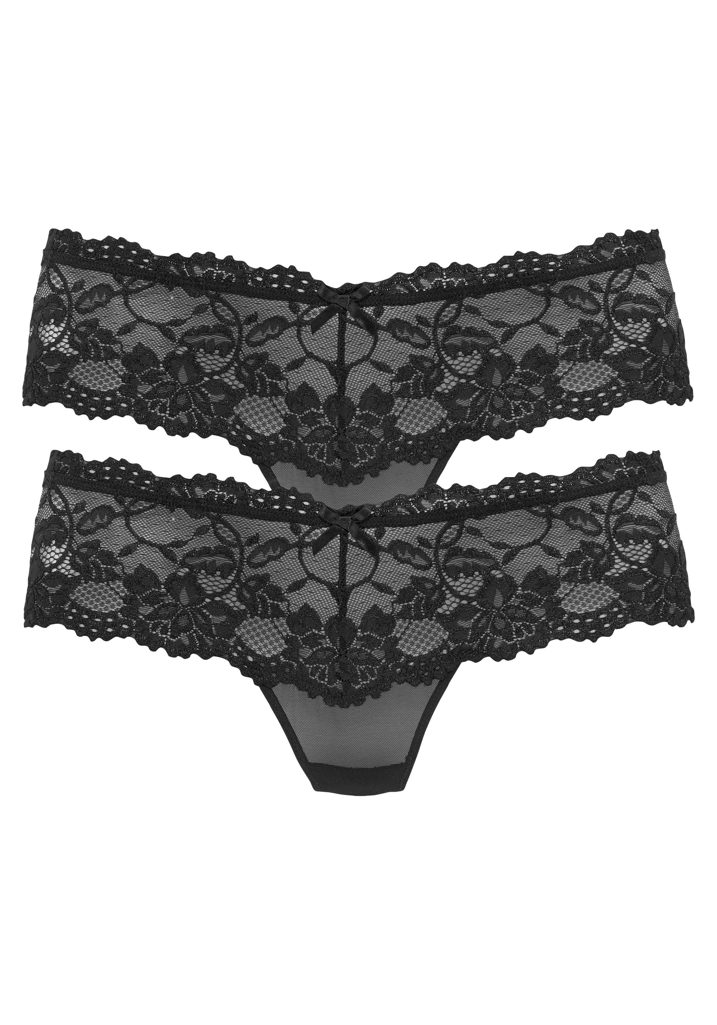 Vivance Panty (Packung, 2 Stück) elastischer sexy aus Dessous schwarz Spitze