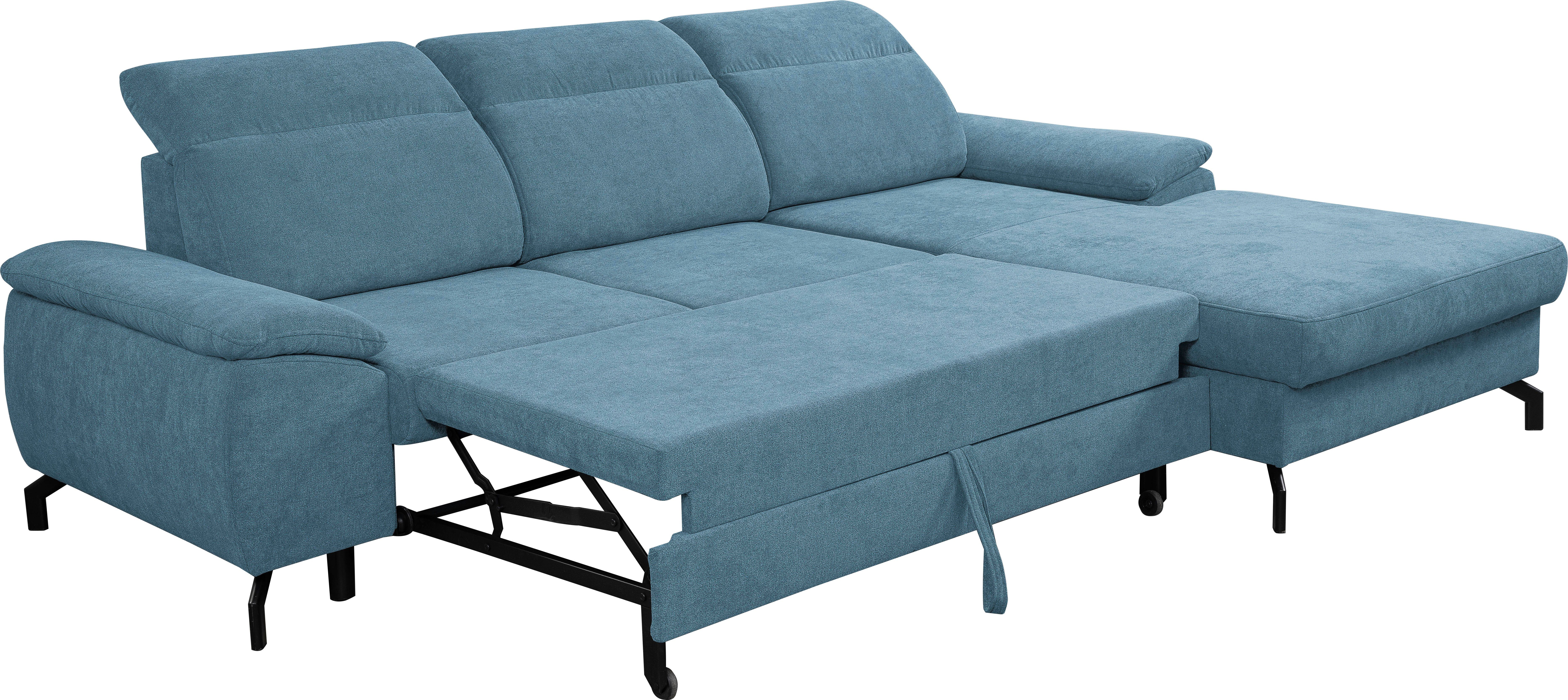 Hellblau verstellbar Modernes WERK2 Hellblau | Sofa Bettkasten, Schlaffunktion, Panama, Hellblau mit Kopfteile Ecksofa |