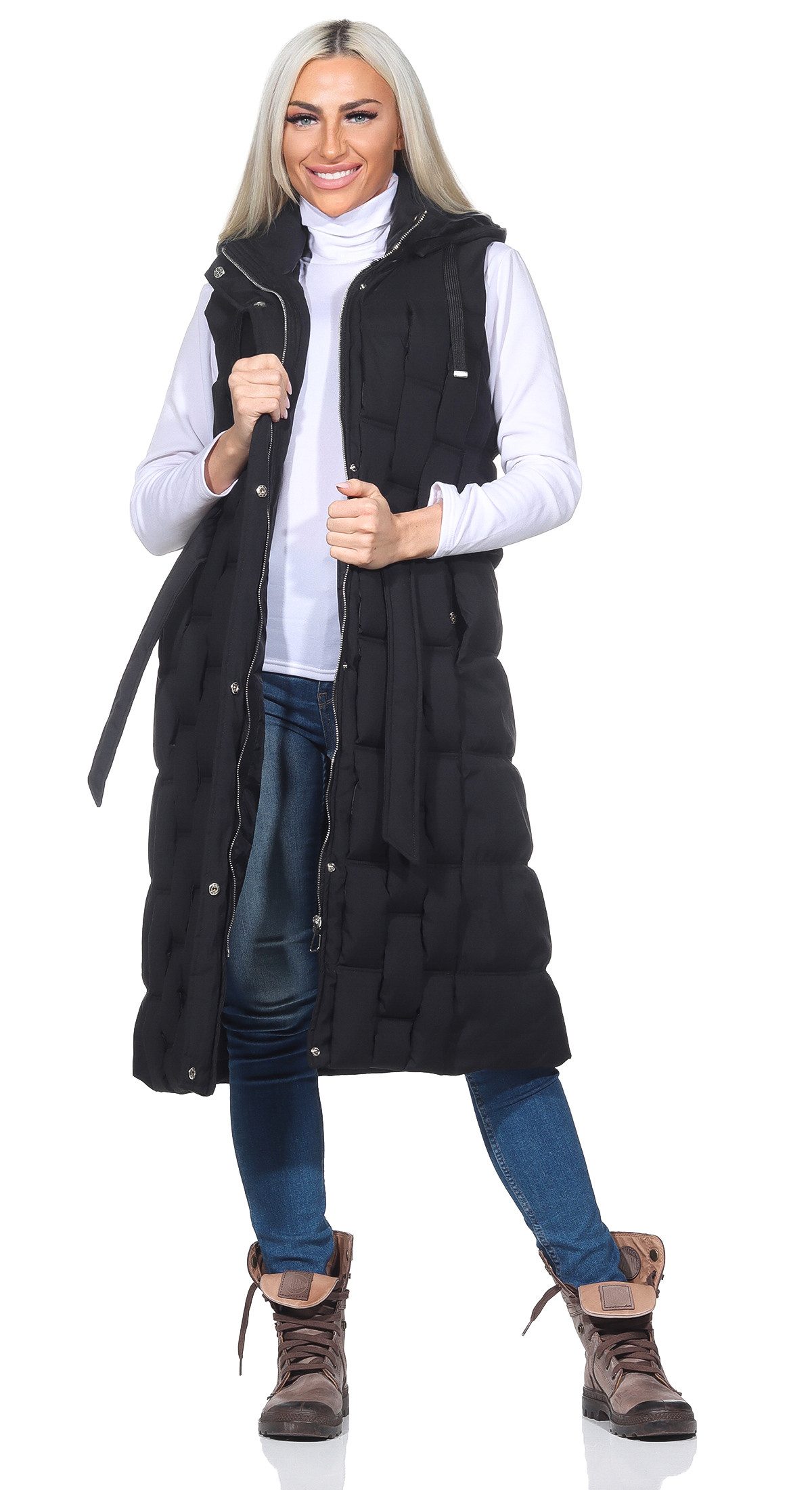 Aurela Damenmode Longweste Damen Steppweste mit günstig online kaufen