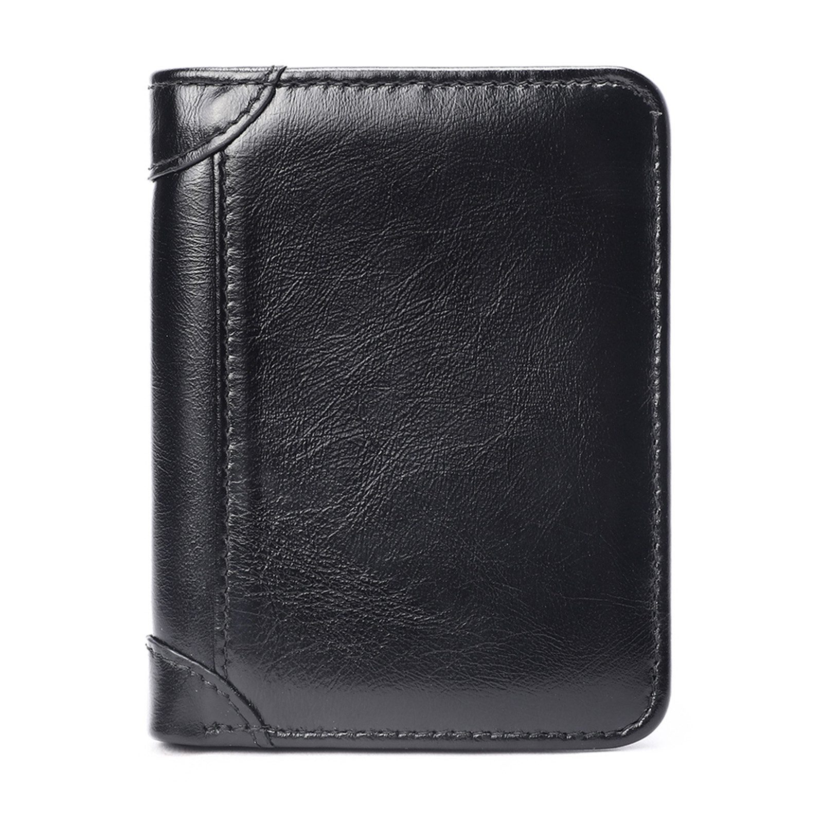 Travelambo Herren Geldbörse Aus Echtem Leder – Bifold Mit RFID-Schutz, 2 Ausweisfenster, 8 Kartenfächer, In Geschenkbox, Schwarz