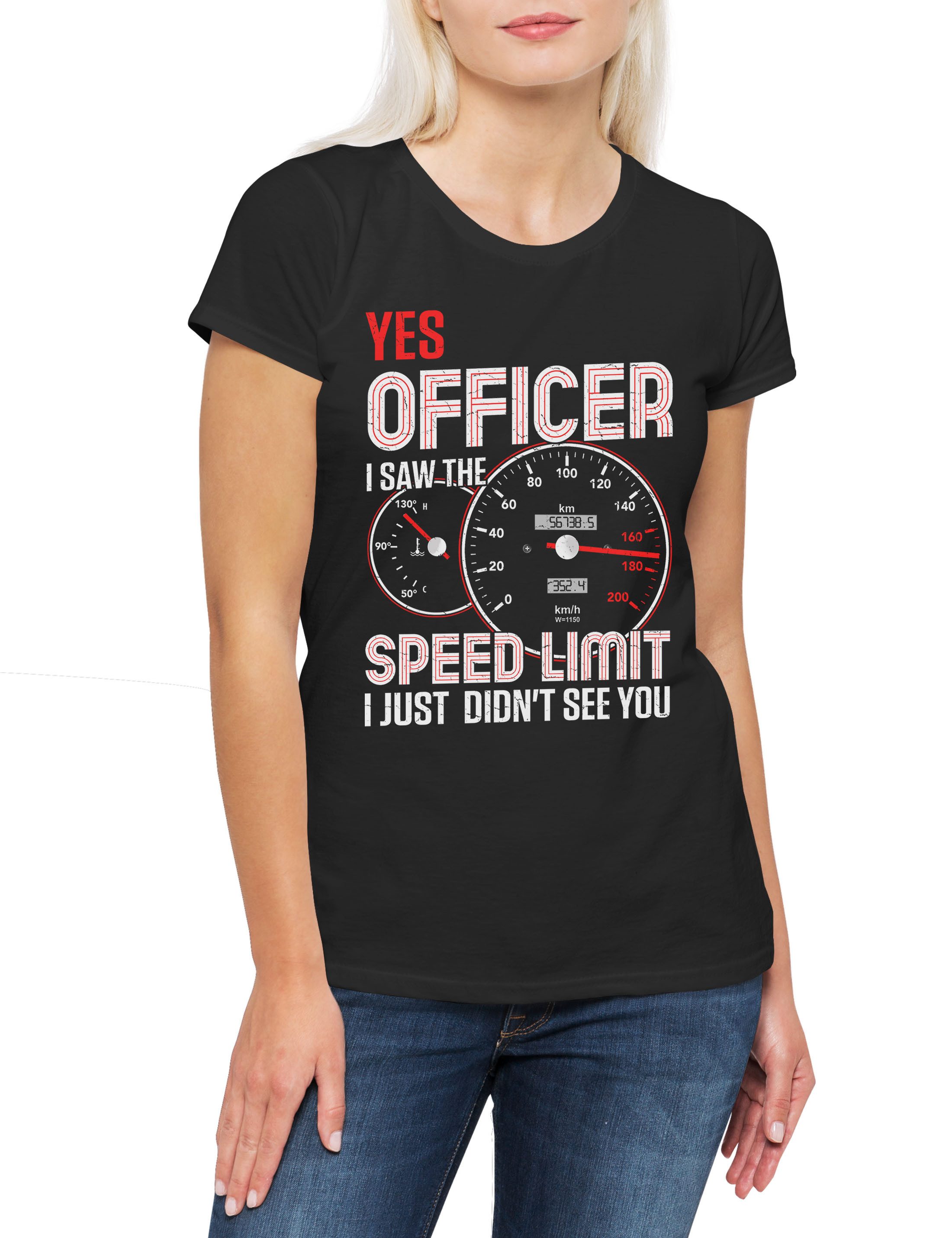 Print-Shirt Officer Speed Limit Damen T-Shirt Police Liebe KmH Rennfahrer Driver