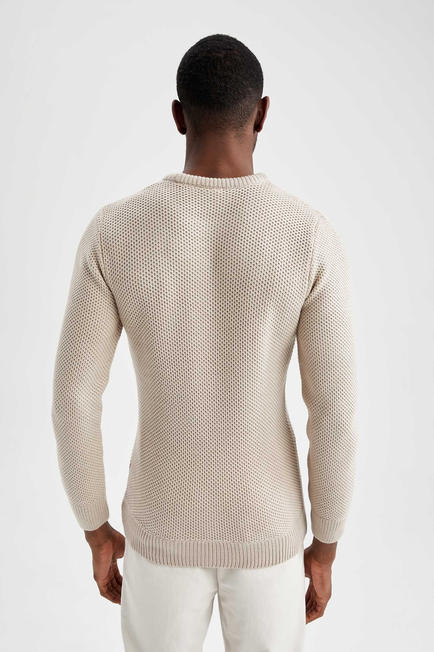 Herren Strickpullover Sand FIT SLIM Strickpullover DeFacto