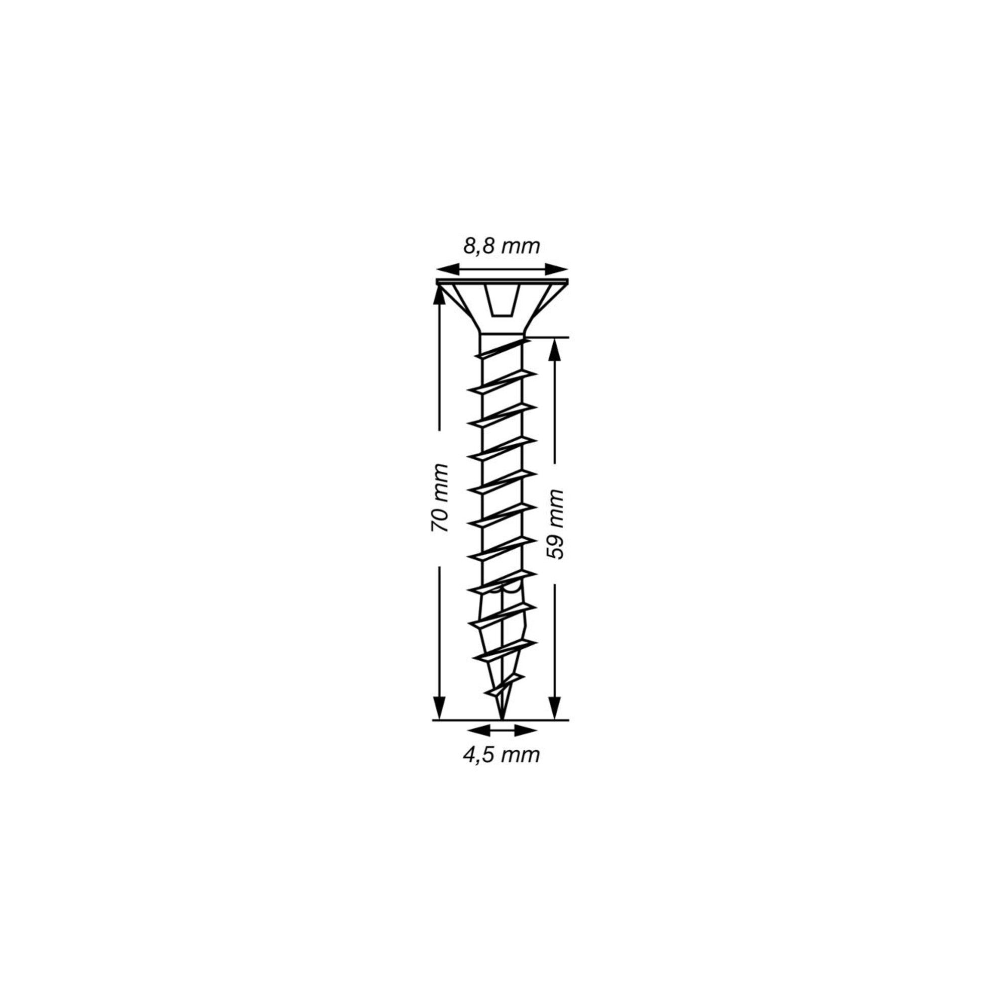 SPAX Holzbauschraube Spax Edelstahl 4,5 x 70 mm Senkkopf T-STAR plus Vollgewinde 4CUT Edels