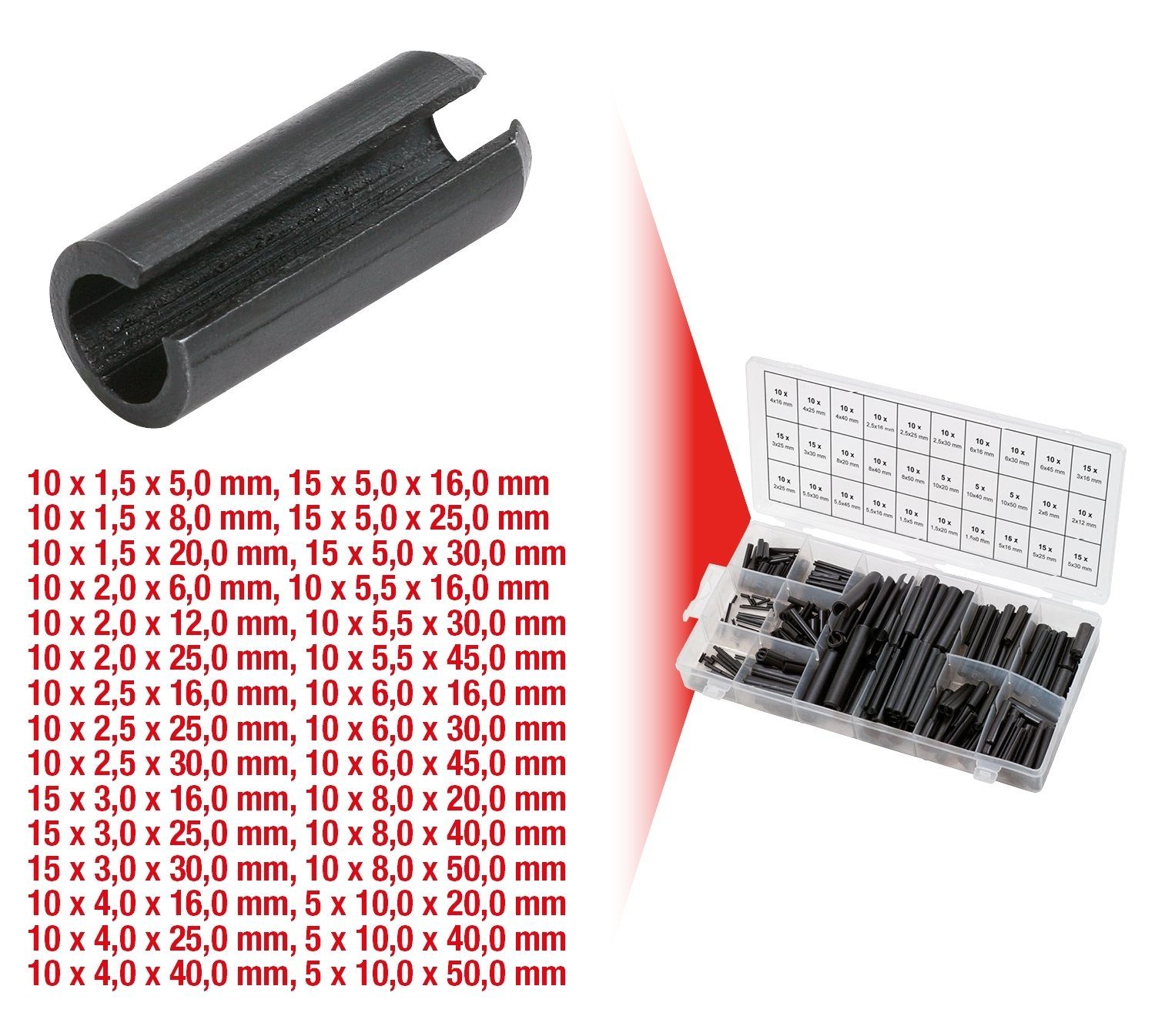 KS Tools Montagewerkzeug Sortiment Hohlspannstifte 970.0020, 970.0020