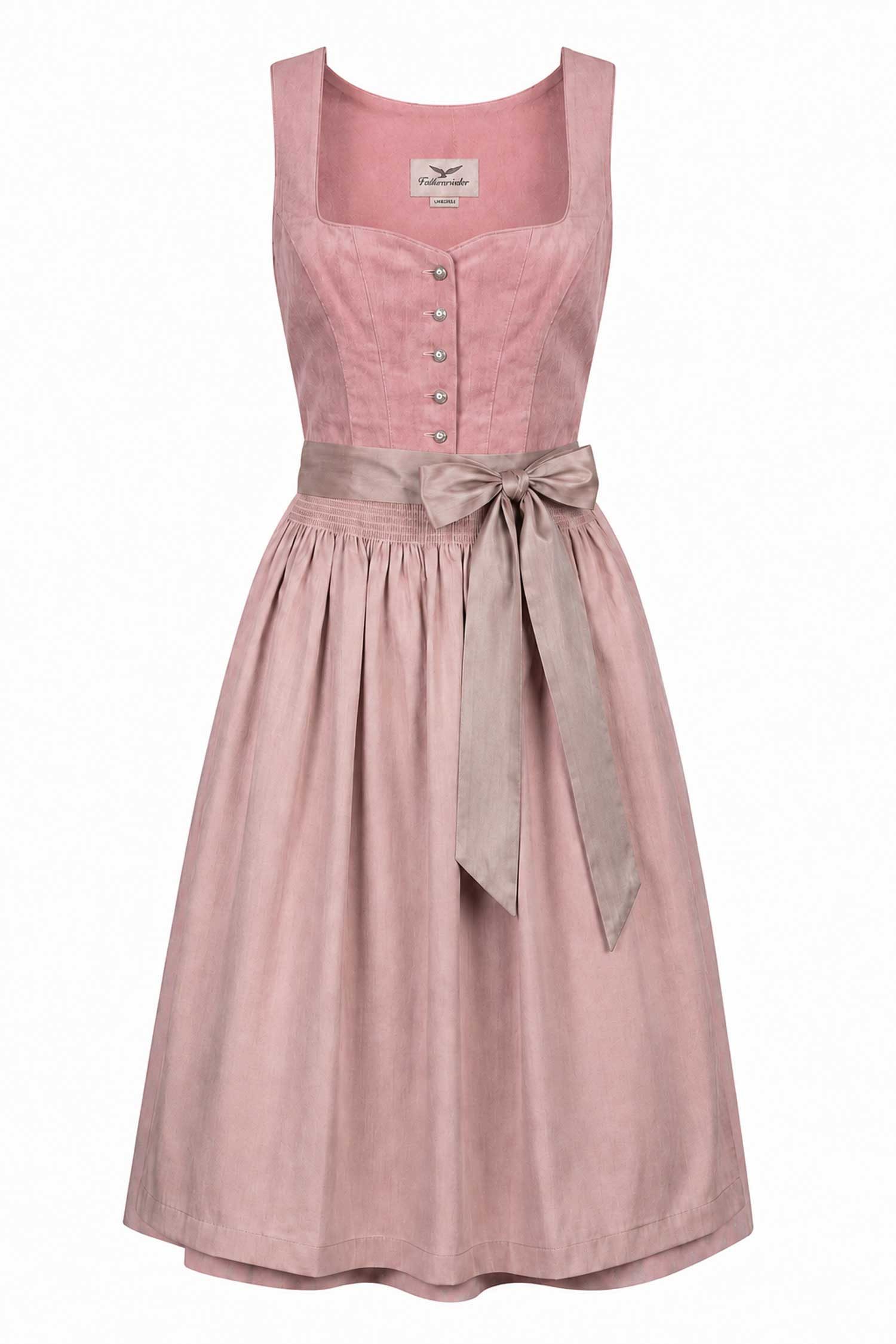 Falkenrieder Dirndl Damen Midi Trachtenkleid inkl. Trachtenrock mit praktischer Rocktasche (Das Set enthält Oberteil, Schürze und Rock) Dirndlkleid mit 60cm Dirndlschürze - Für dein Oktoberfest Damen Outfit