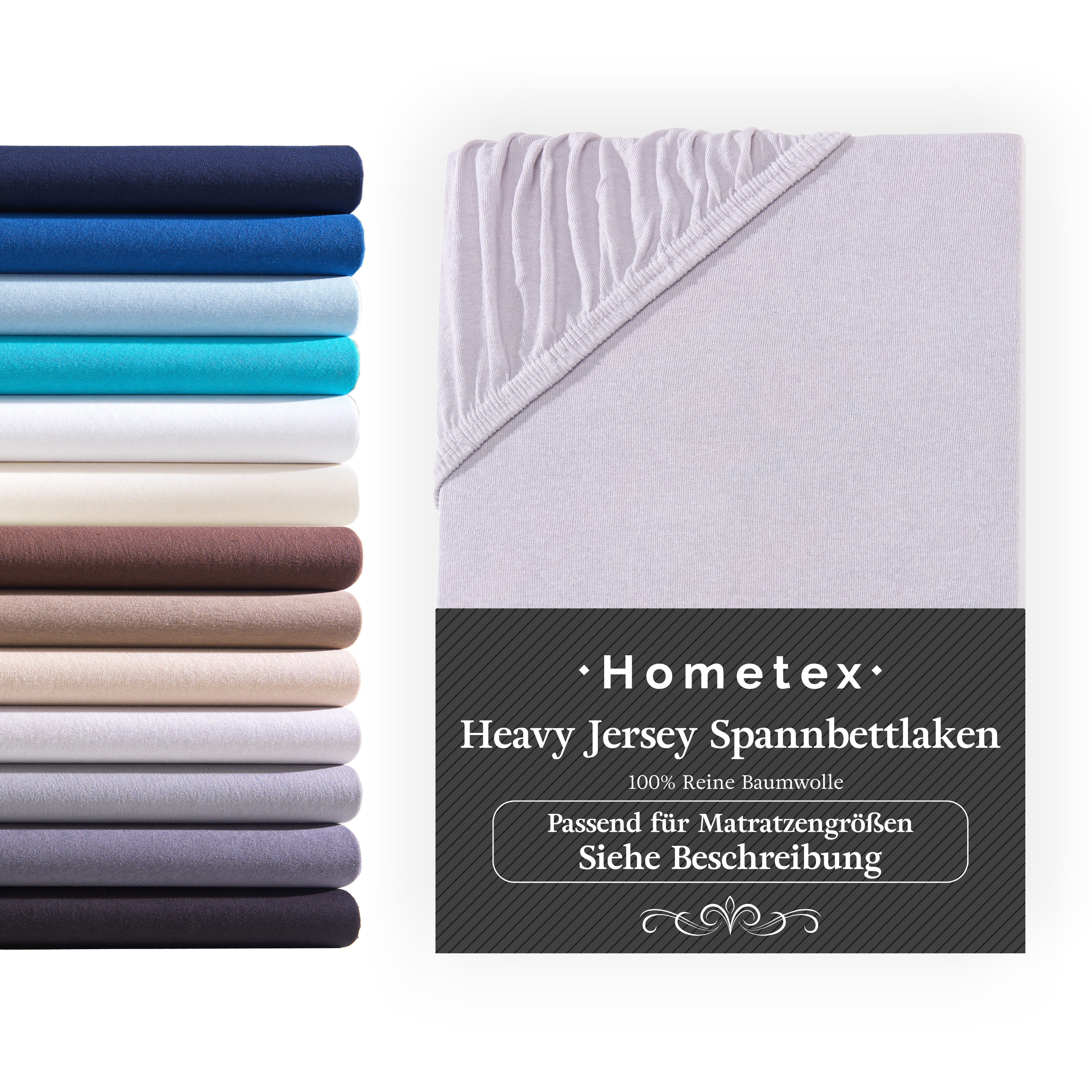 Hometex Premium Textiles Spannbettlaken Exclusive Split Topper-Spannbettlaken, Jersey, Gummizug: rundum, 100% Baumwolle Premium Qualität 160 g/m²