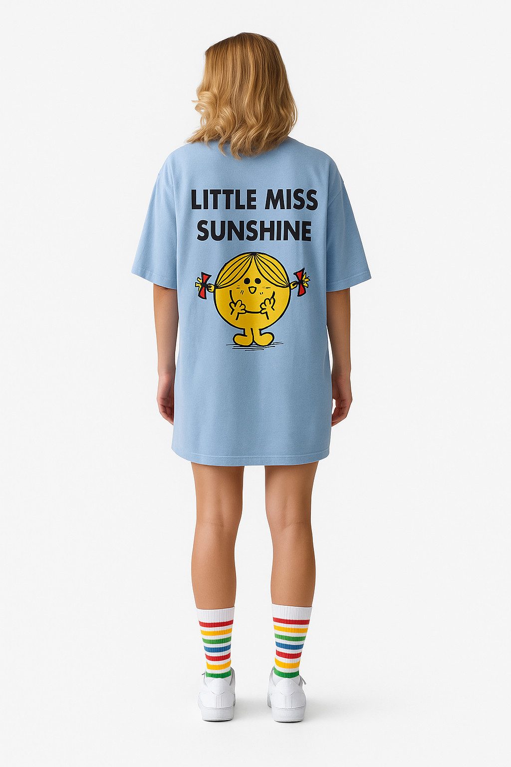 Worldclassca T-Shirt Worldclassca Oversized SUNSHINE Print T-Shirt lang Tee Sommer Oberteil PRINT - LITTLE MISS SUNSHINE