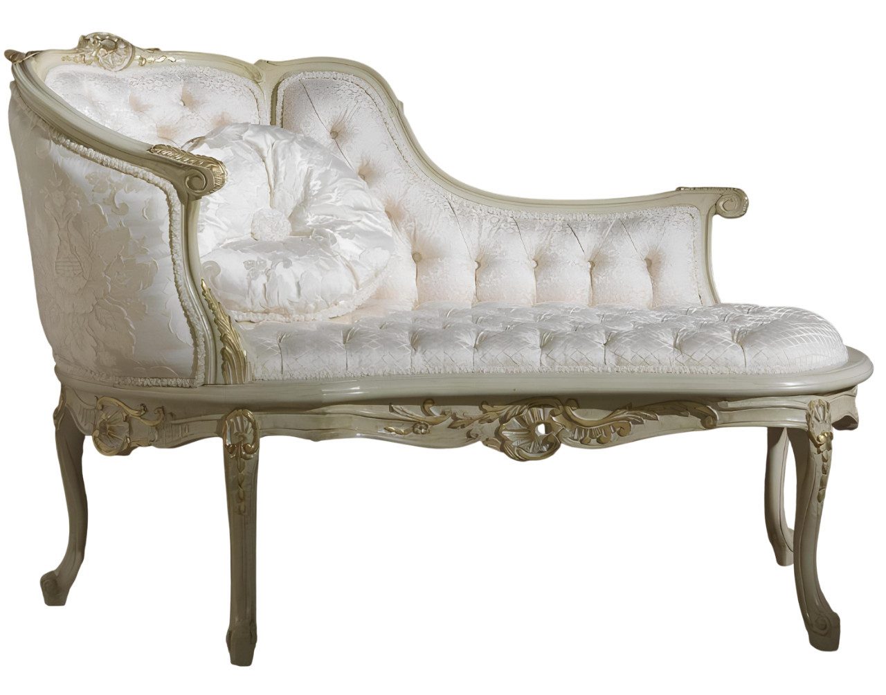 Xlmoebel Chaiselongue Weißes Chesterfield Lounge Sofa im Barock-Stil mit Polsterung, 1 Teile, Hergestellt in Europa