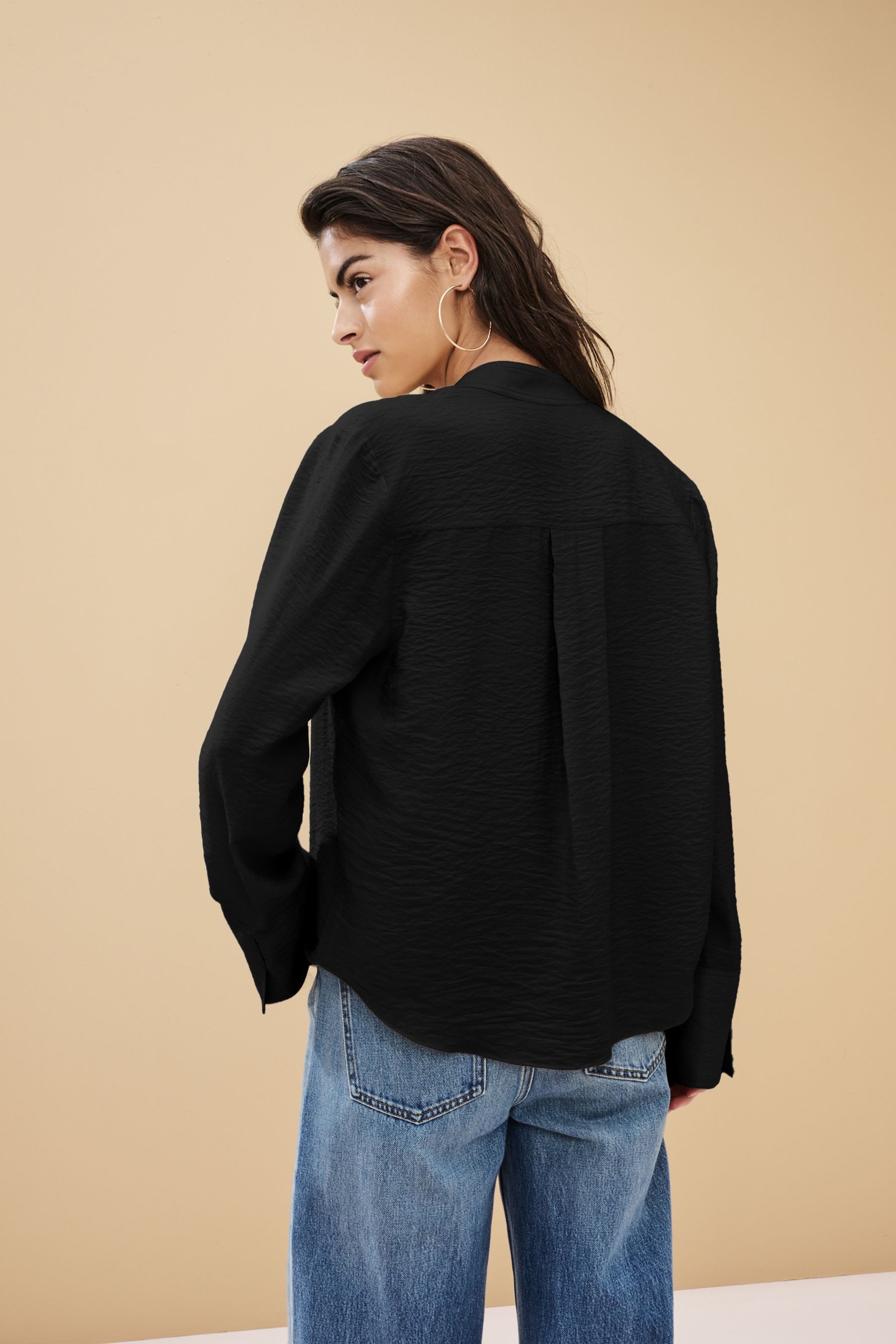 Next Langarmbluse Langarm-Schlupfbluse mit V-Ausschnitt, Kurzgröße (1-tlg) günstig online kaufen