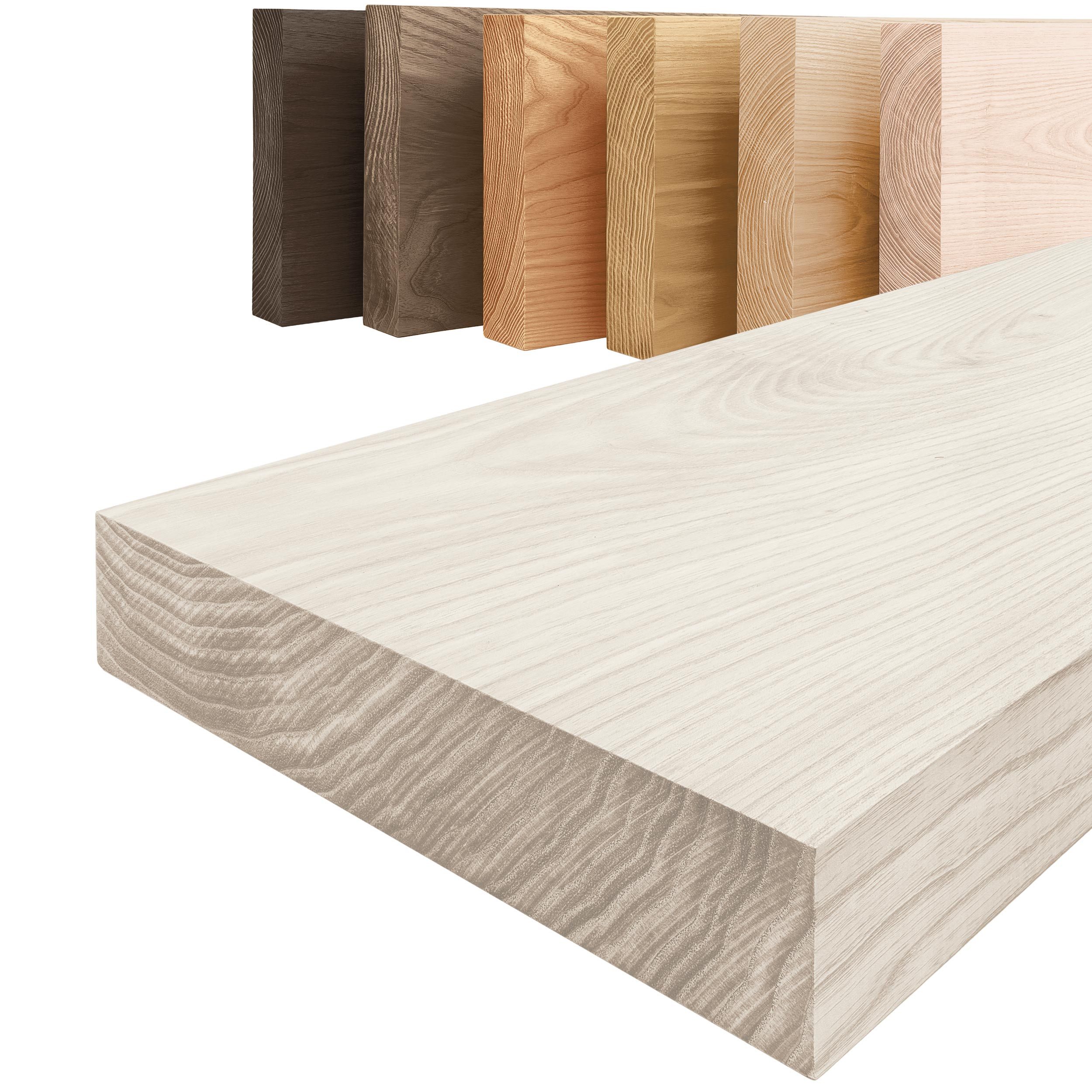 LAMO Manufaktur Wandregal Pure: ohne Montage Set 40 cm, Komplett-Set, 40mm stake Massivholzplatte