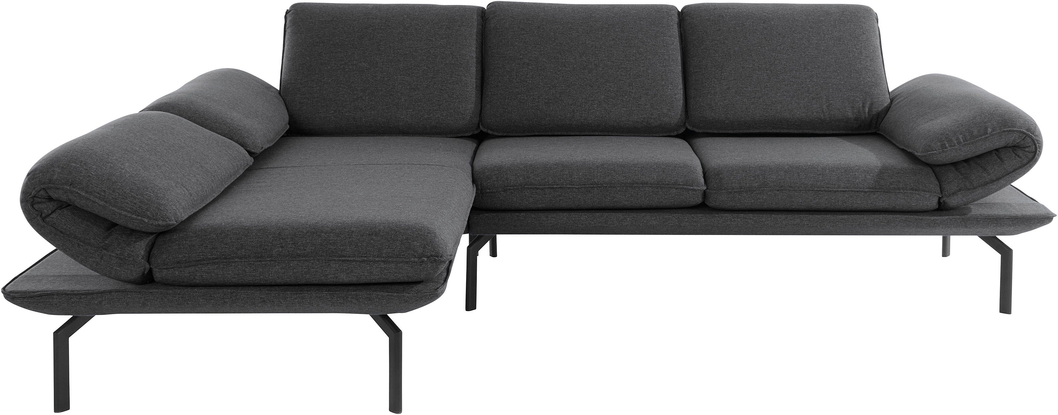 Metall und DOMO York, mit Ecksofa New Rückenfunktion, wahlweise collection mit Arm- Winkelfuß aus