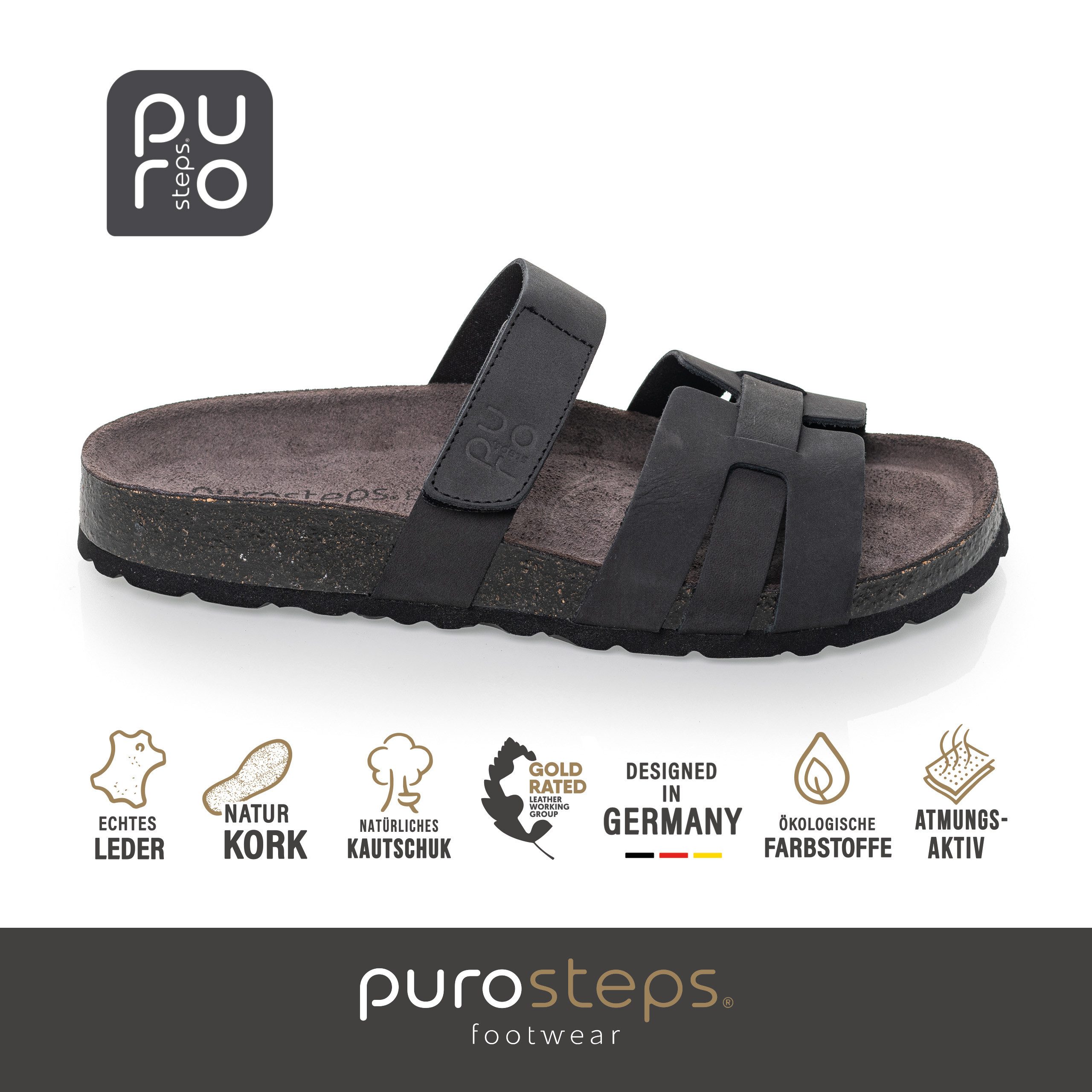 purosteps Huelva-Eco 19895-schwarz Sandale Echtes Leder, günstig online kaufen