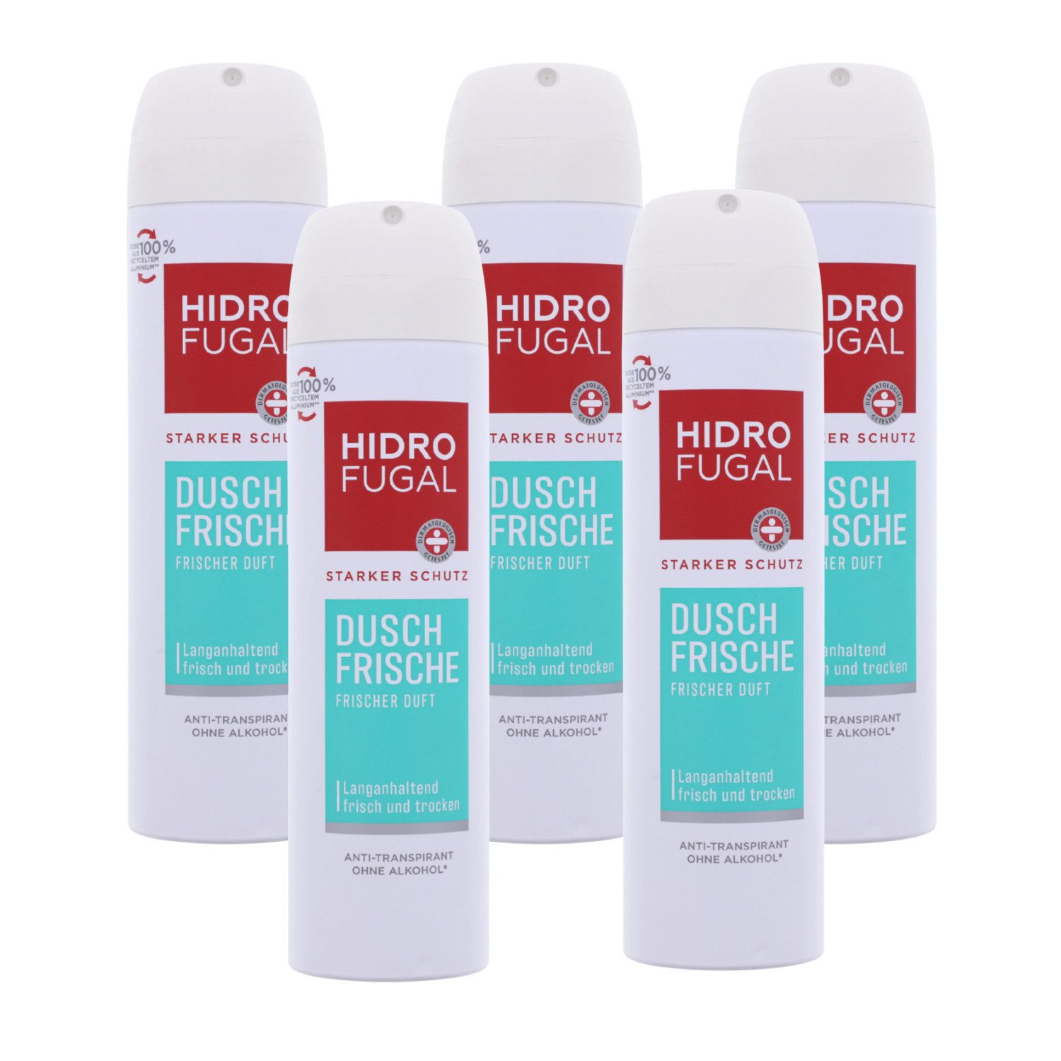 Hidrofugal Deo-Spray 5 x Hidrofugal Anti-Transpirant Dusch-Frische je 150ml Starker Schutz