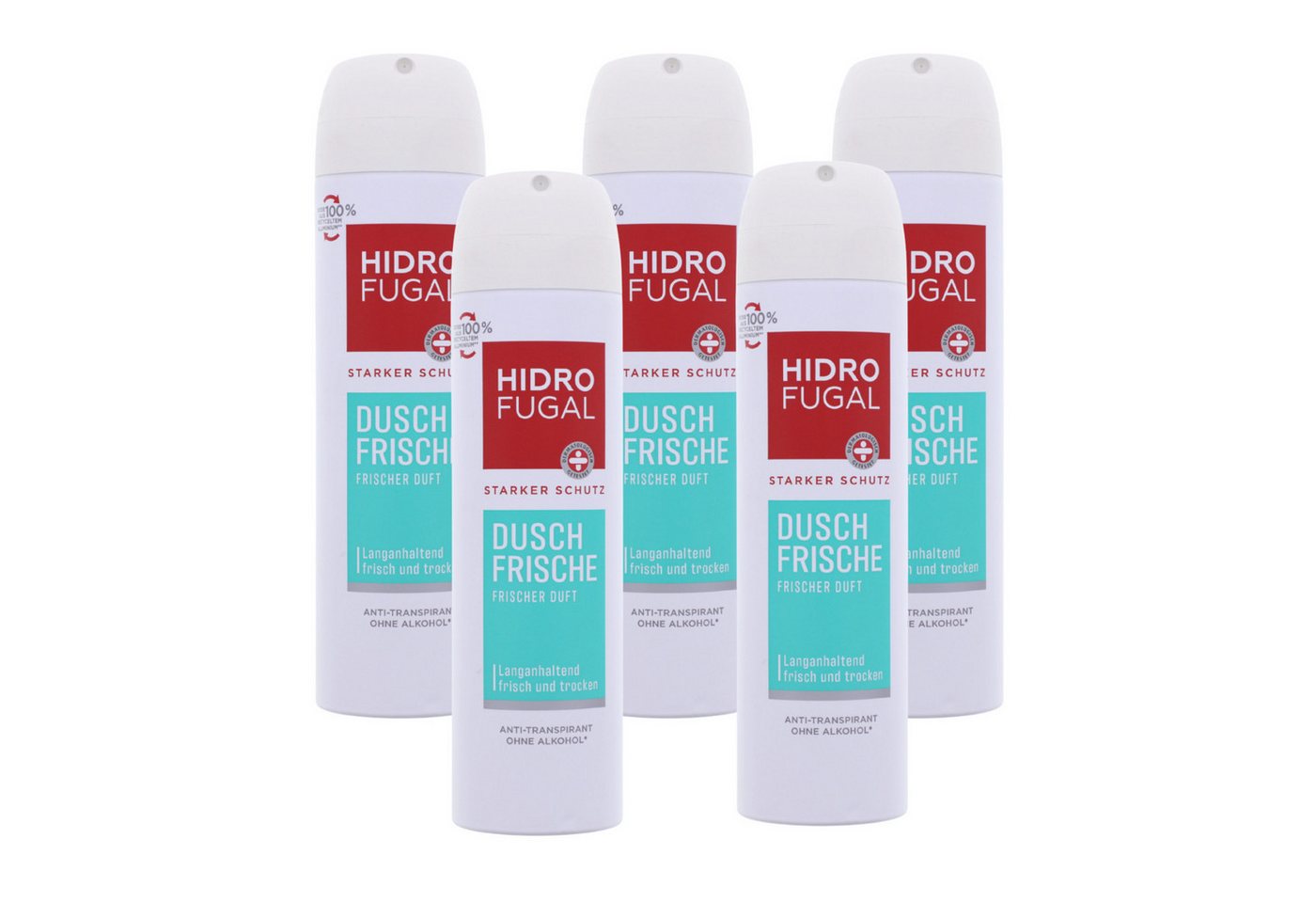 Hidrofugal Deo-Spray 5 x Hidrofugal Anti-Transpirant Dusch-Frische je 150ml Starker Schutz