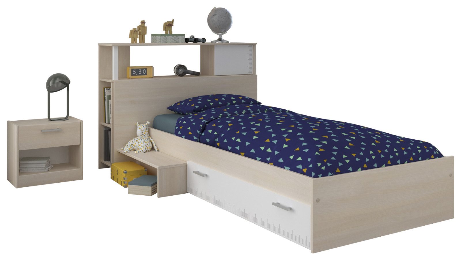 Parisot Jugendzimmer-Set Charly, (3-teilig, Set mit Regalen, Nachttisch und Bettschubkasten), viel Stauraum. € 319,00