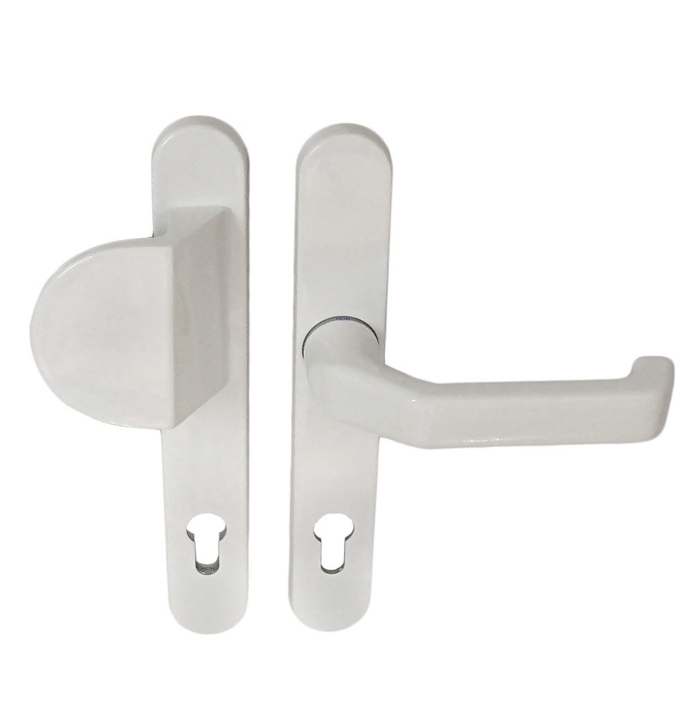 Häusler Onlinehandel GmbH Türbeschlag Schmalrahmen Türbeschlag SRG 1618 Weiss PZ 92mm Kn/Dr, mitgelieferte Aufschiebhülse bei 10 mm Vierkant-Schlösser verwendbar