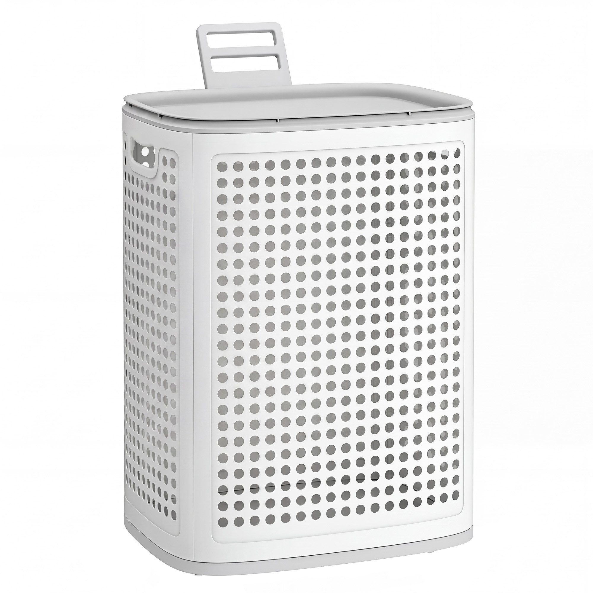 SONGMICS Wäschekorb mit Deckel, Wäschesammler Plastik, für Badezimmer, Waschküche, Wäschetonne schmal, Wäschebox platzsparend, Schlafzimmer, 75 L