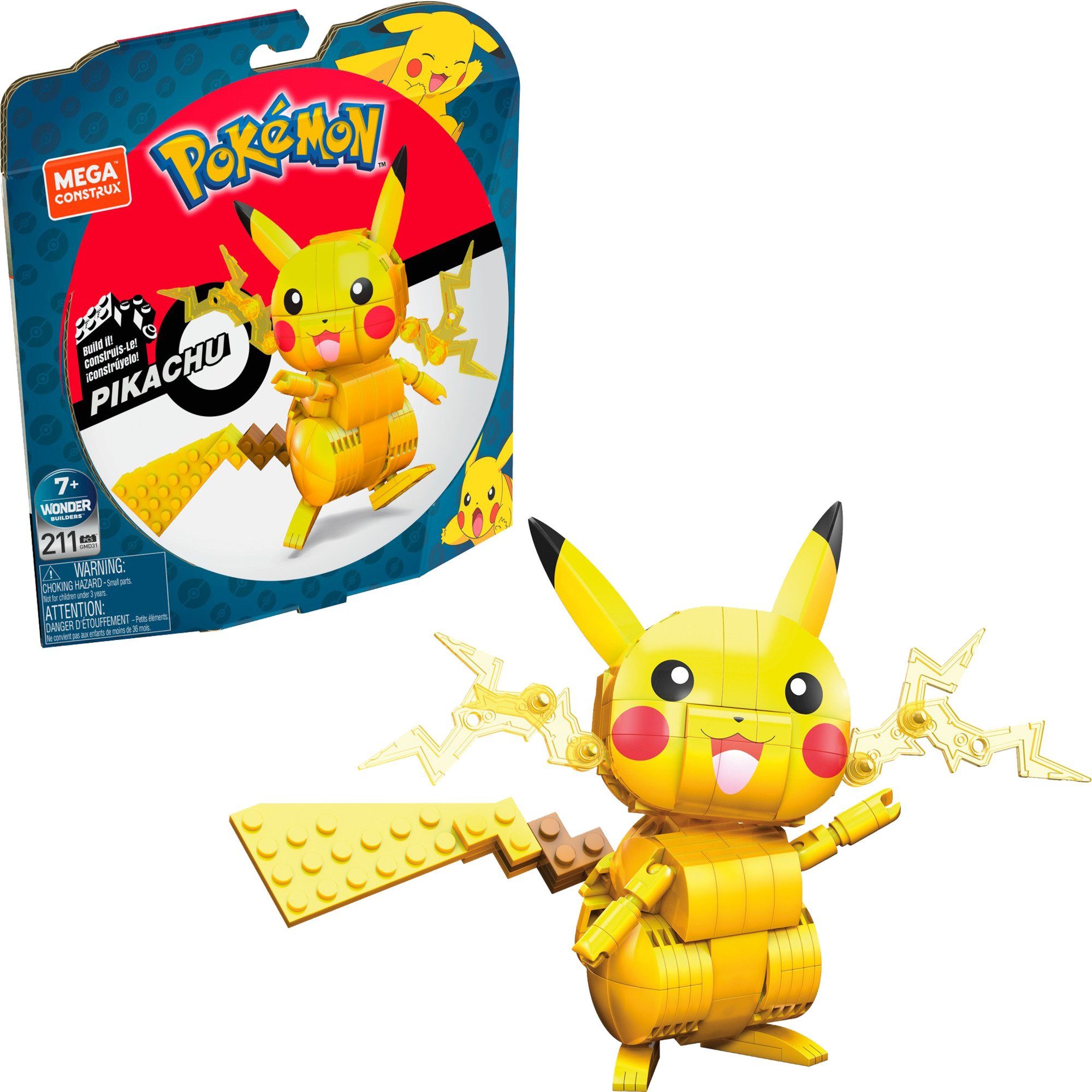 Mattel MEGA Pokémon Bauspielzeugset Pikachu mit 1 Spielbausteine
