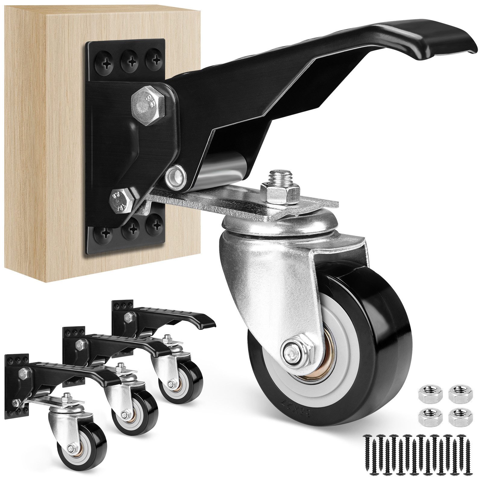 XERSEK Lenkrolle 4X Absenkbar Werkbank Werkbankrollen 50mm max.150kg Heberollen, (Möbelrollen Schwerlastrollen Lenkrollen 360°, 4-St., Drehbar Versenkbare Рулоны Transportrollen), für Werkbänke, Tische, Schränke, Maschinen