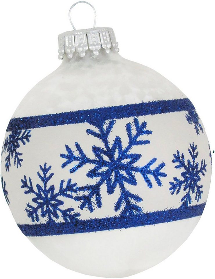 Krebs Glas Lauscha Weihnachtsbaumkugel Schneeflockenband (4 St),  Weihnachtsdeko, Christbaumschmuck, Christbaumkugeln aus Glas