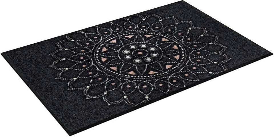Fußmatte Purnima, wash+dry by Kleen-Tex, rechteckig, Höhe: 7 mm,  Schmutzfangmatte, Mandala Motiv, rutschhemmend, waschbar, sehr flach, für  Fußbodenheizung geeignet, rutschfest