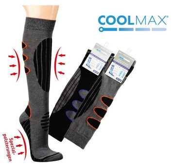 PistenSauser Skisocken 2 Paar Coolmax Skisocken Snowboard-Socken mit Spezialpolsterung