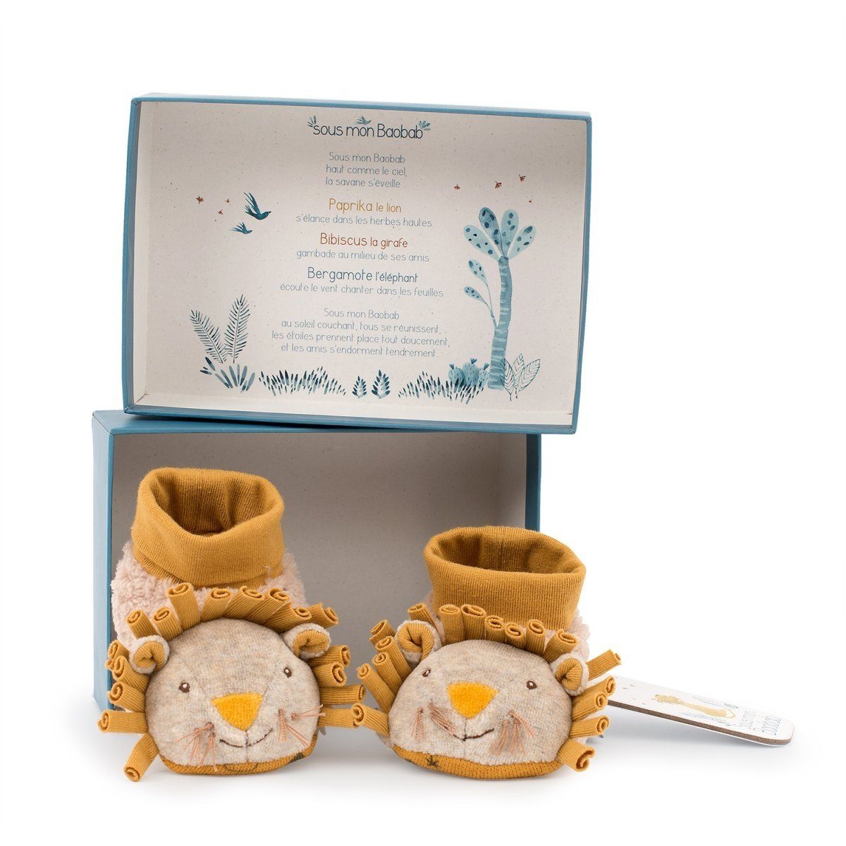 Moulin Roty Babyschühchen Löwe 0-6 m Babyschuhe Stoffschuhe Krabbelschuh