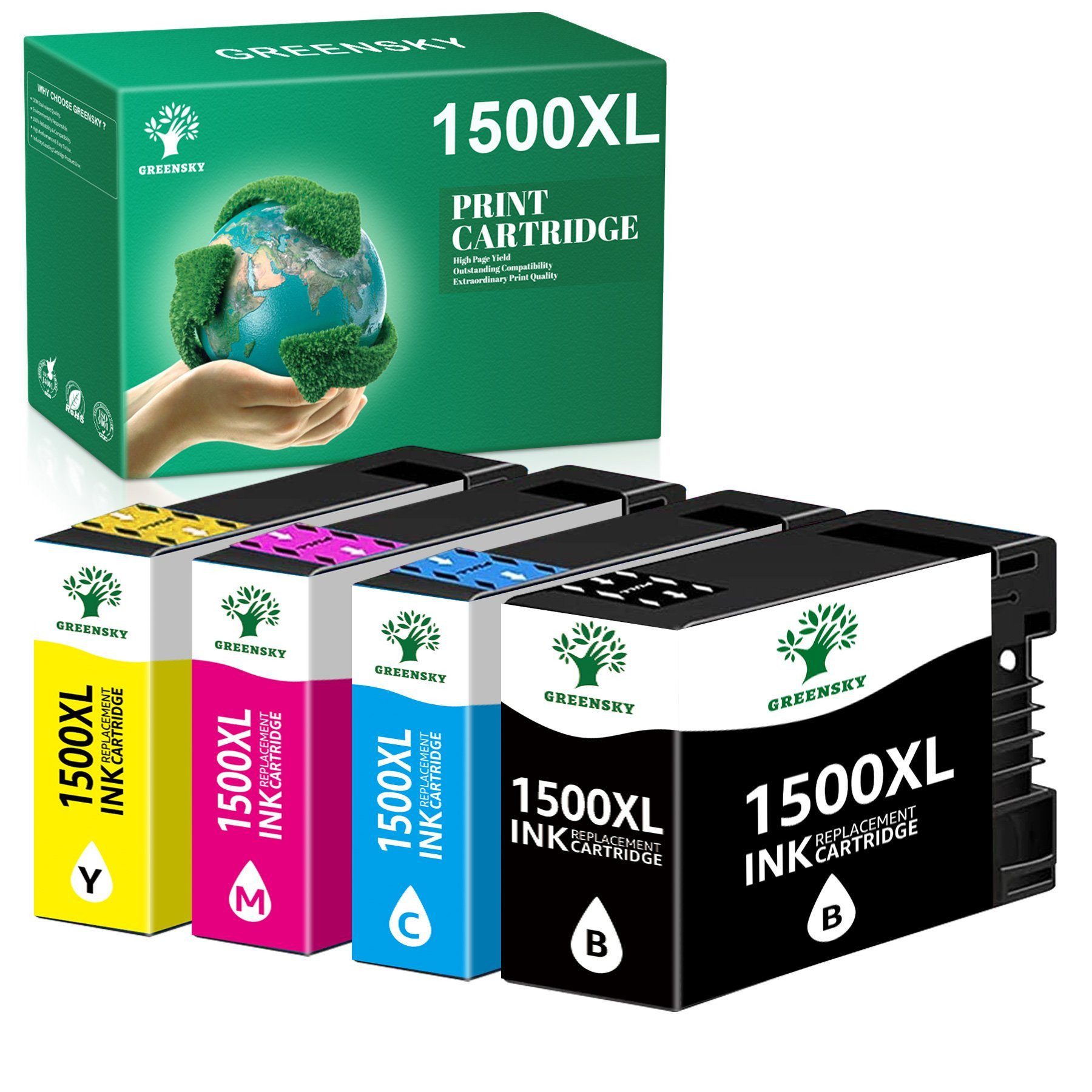 Greensky 4er-set für CANON PGI-1500XL 1500 XL Tintenpatrone (4-tlg)