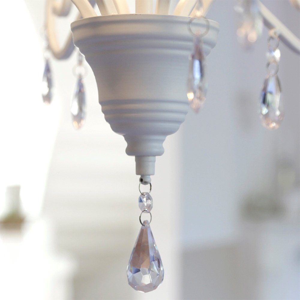 Grafelstein Kronleuchter Kronleuchter SOUTHAMPTON weiß mit Kristallen 6-armig Long Island Hampt