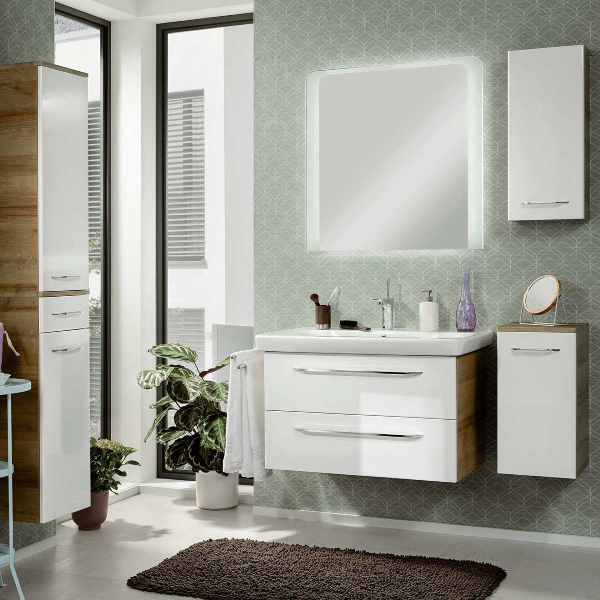 FACKELMANN Badmöbel-Set 6-teilig, Badezimmermöbel, Waschtischkombination