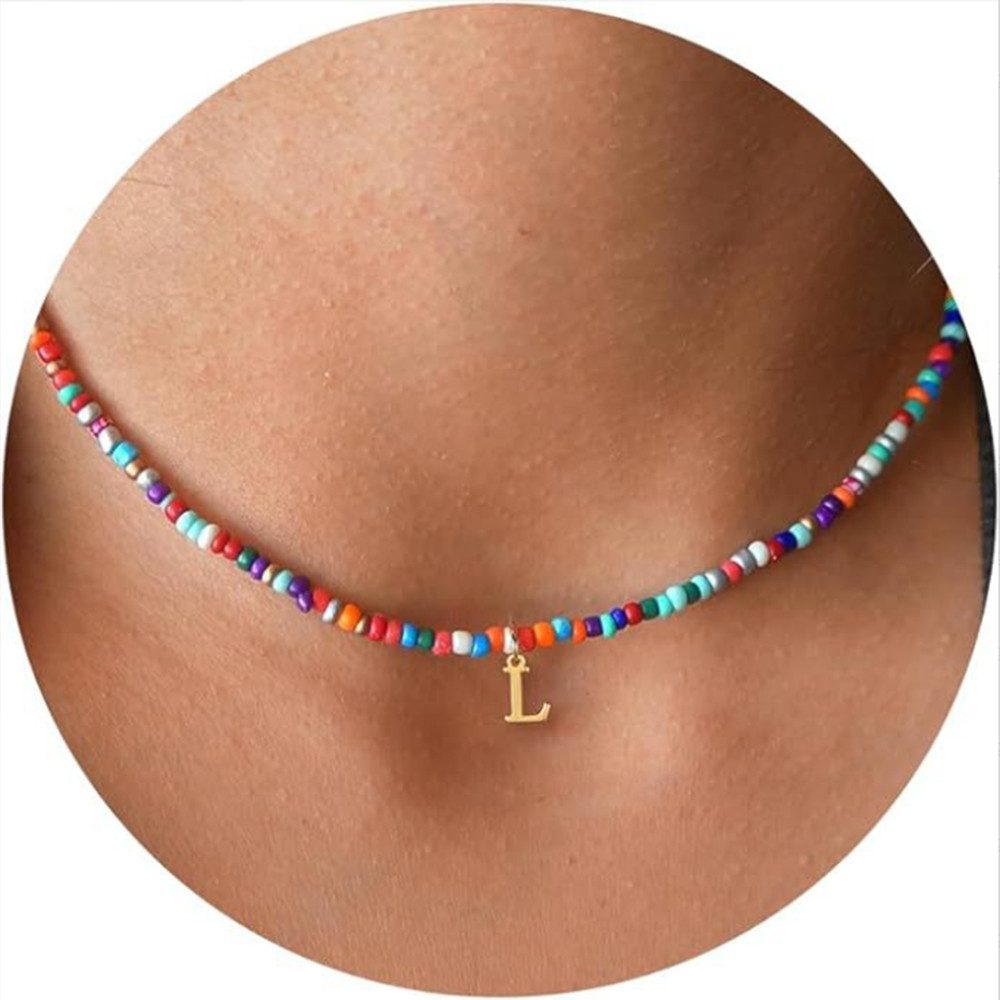 Coonoor Perlenkette Bunte Perlenkette - Boho Perlen Buchstaben Kette, für Geburtstags, Muttertags, Mädchen und Abschlussgeschenke
