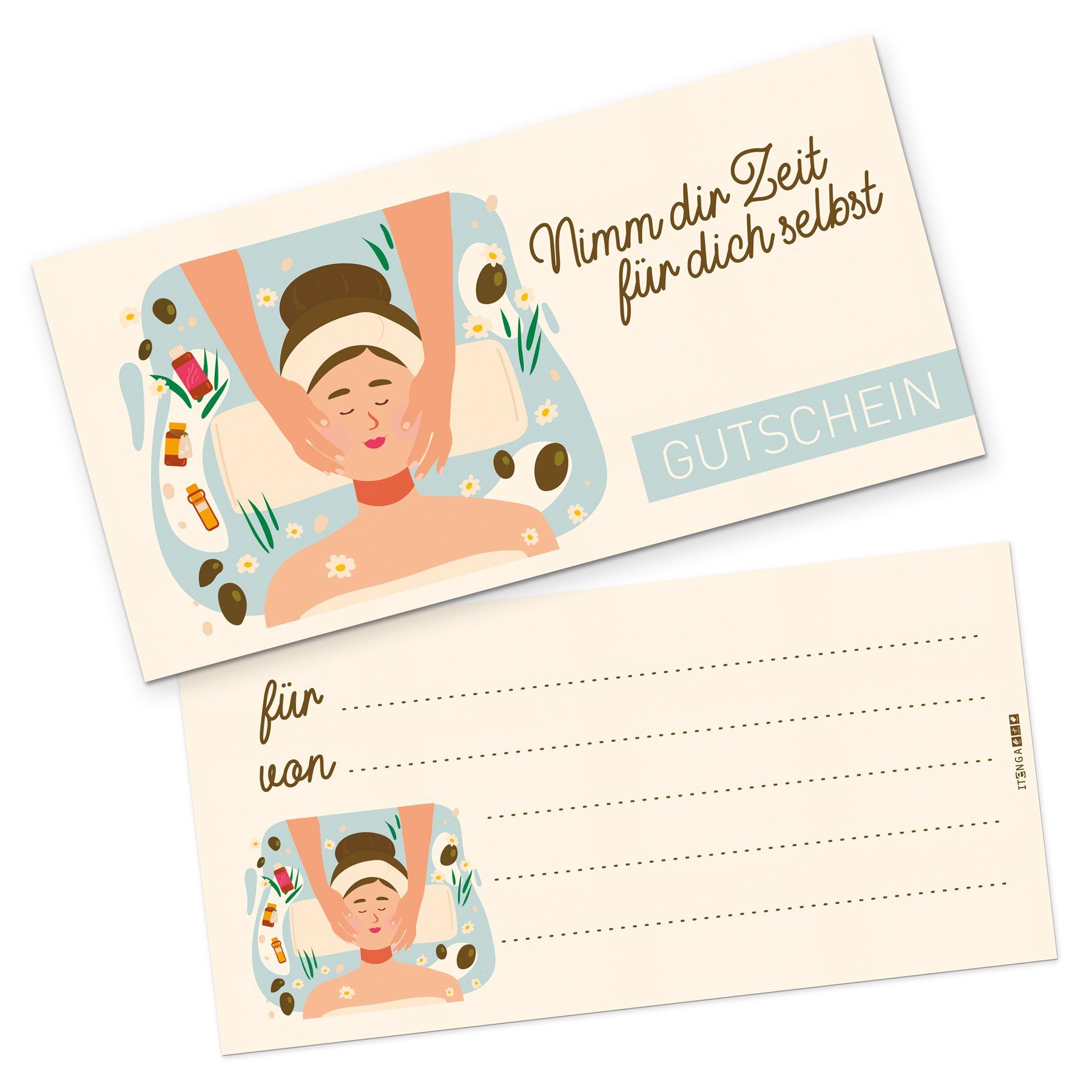 itenga Grußkarten itenga Geschenkgutschein Massage Kosmetik (Motiv 6), Postkarte zum Aus