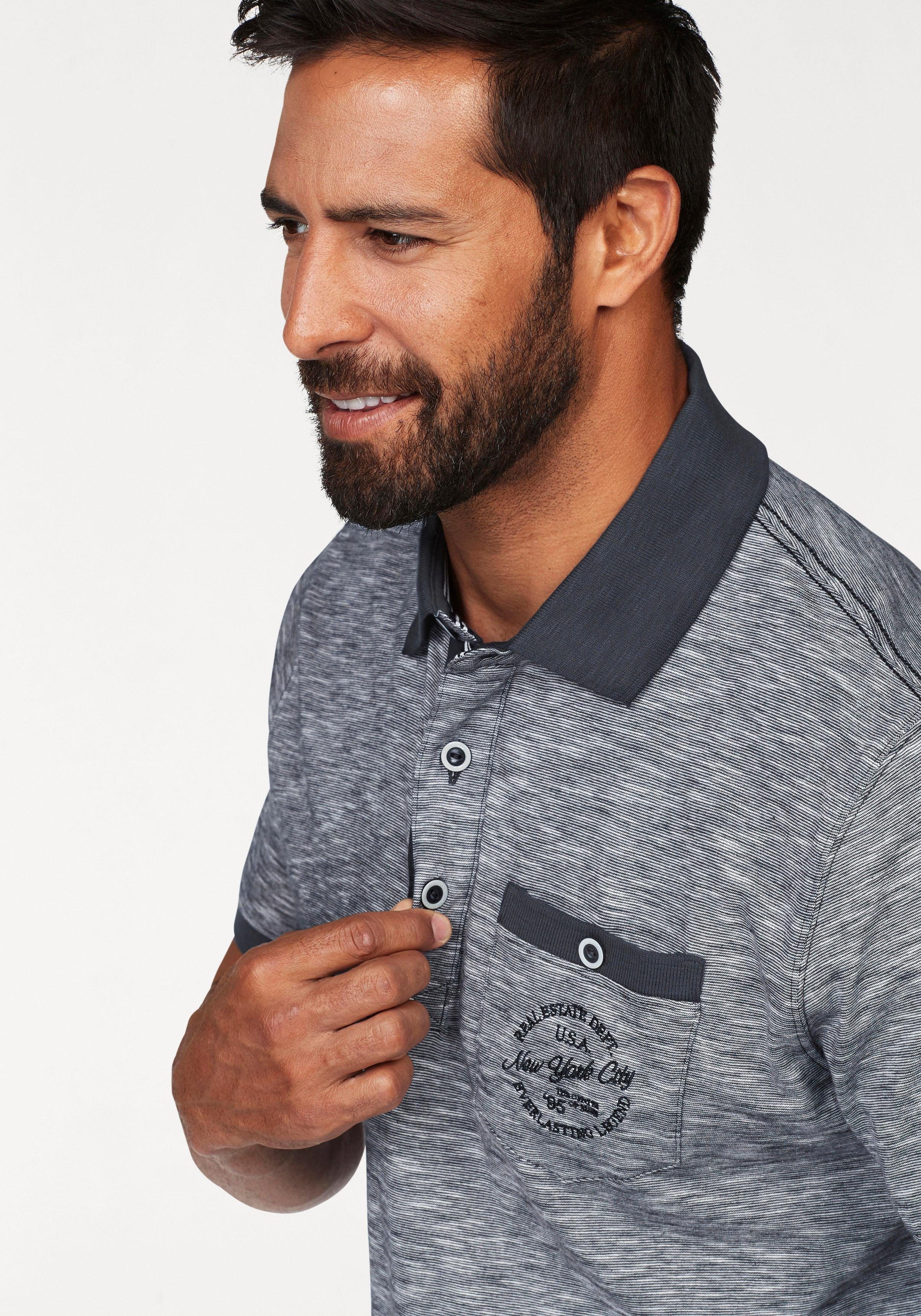 Man's World Poloshirt Kurzarm, Regular Fit, melierte Struktur, Rundhalsausschnitt