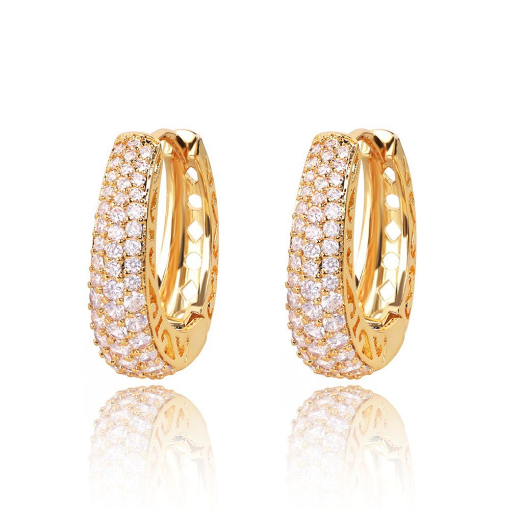 Haiaveng Paar Ohrhänger Zirkonia Hoop Ohrringe für Frauen Gold Hohl Design Ohrringe (2-tlg)