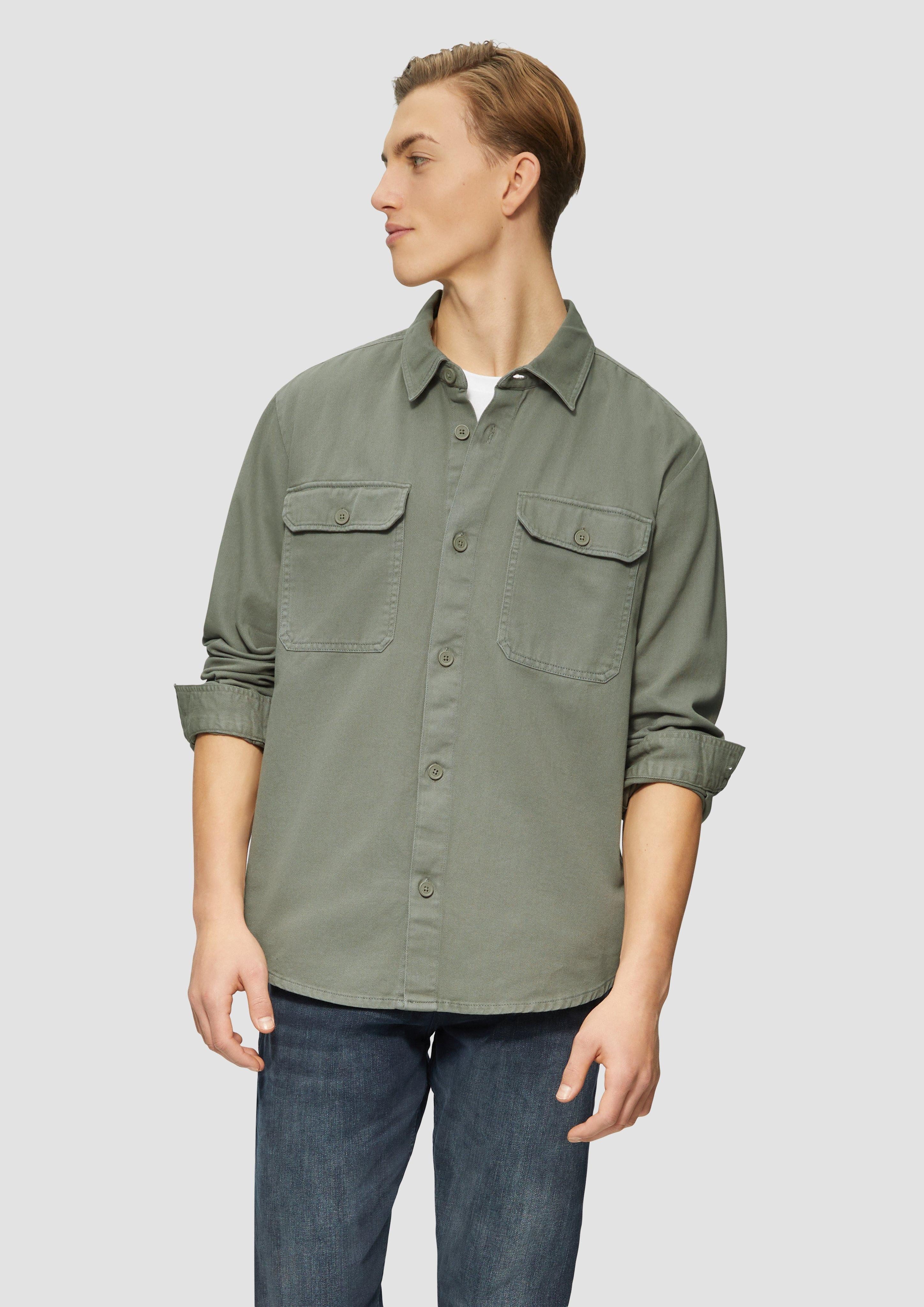 Langarmhemd Overshirt aus gewaschenem Twill