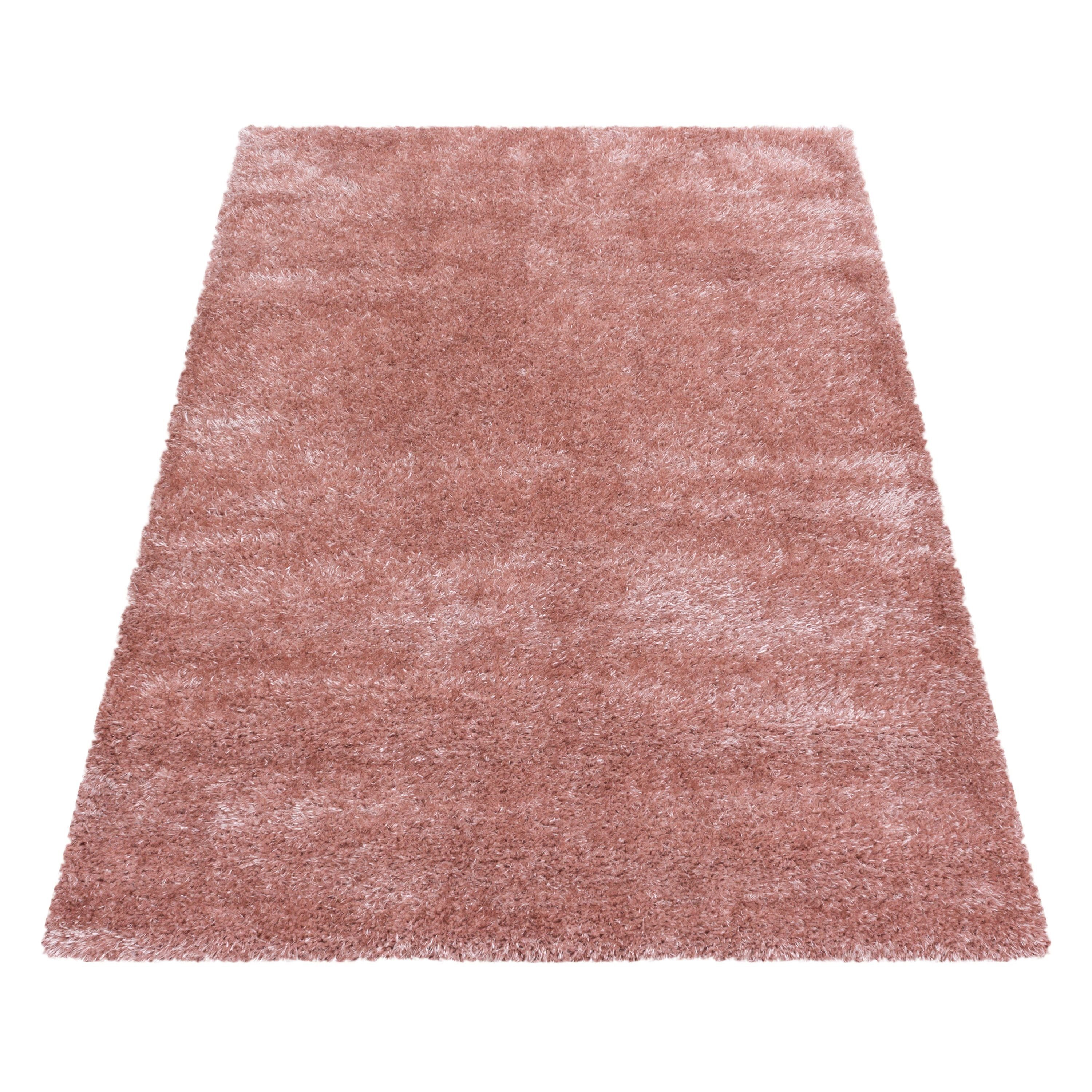 Einfarbig, Rosa Unicolor - Läufer, Teppich 50 Teppich Wohnzimmer mm, Höhe: Teppium,