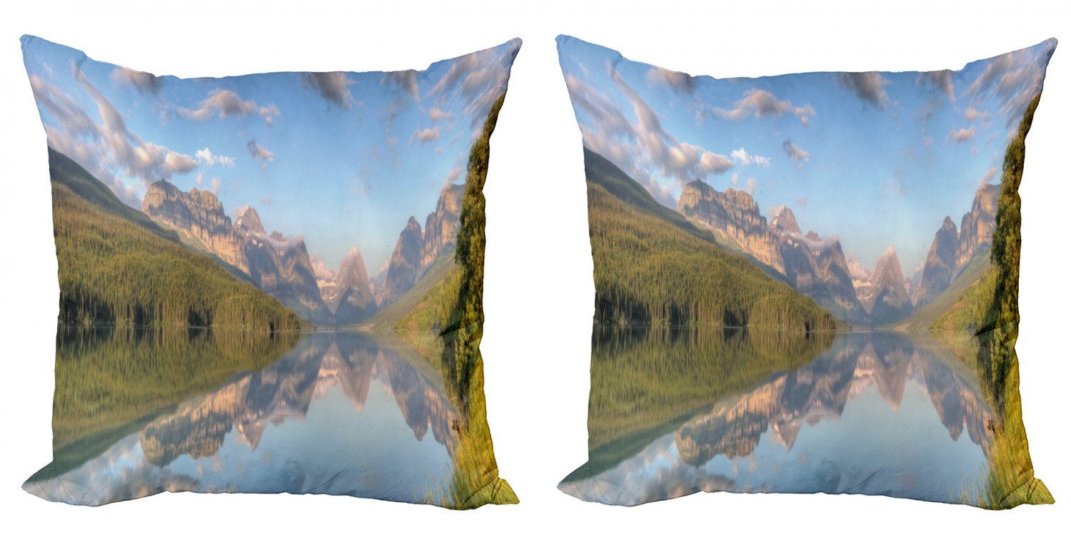 Digitaldruck, See-Szene Doppelseitiger Modern Nationalpark Stück), (2 Kissenbezüge Abakuhaus Accent Glacier