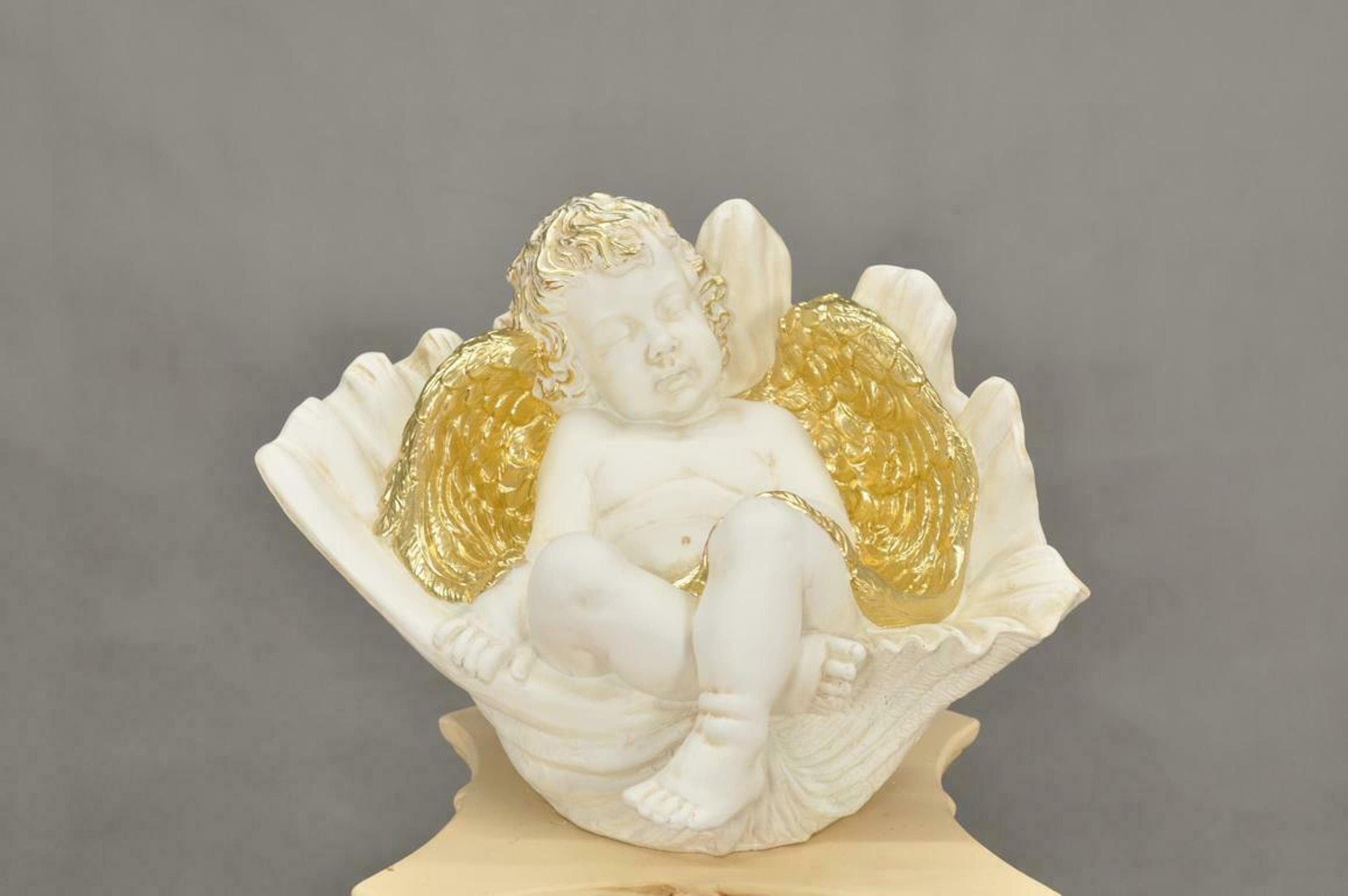 JVmoebel Engelfigur Figur Skulptur Engel in Muschel 33,5cm Skulpturen Statuen 0629, Made in Europa